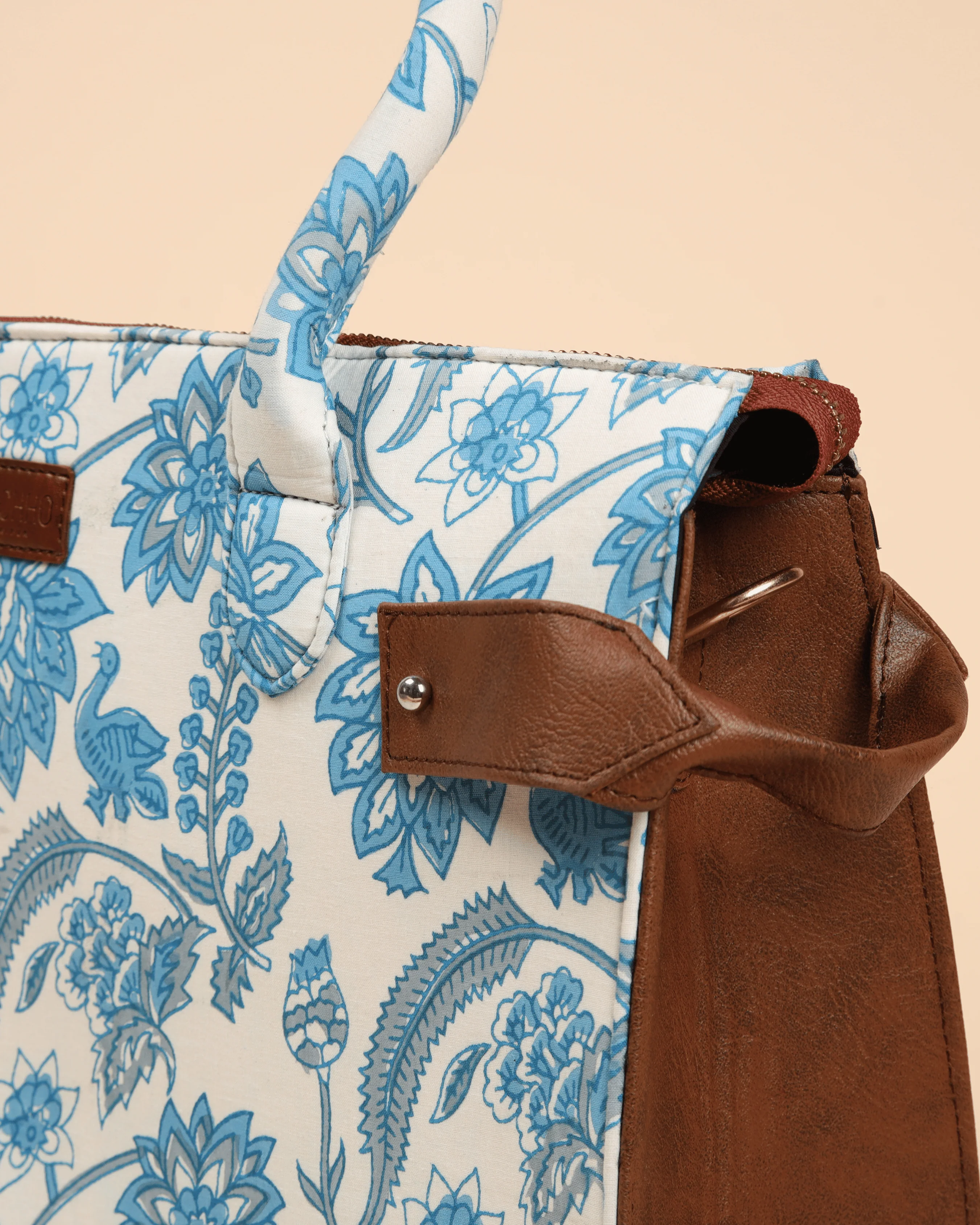 Frosty Blue Handblock Shoulder Bag - Image 2