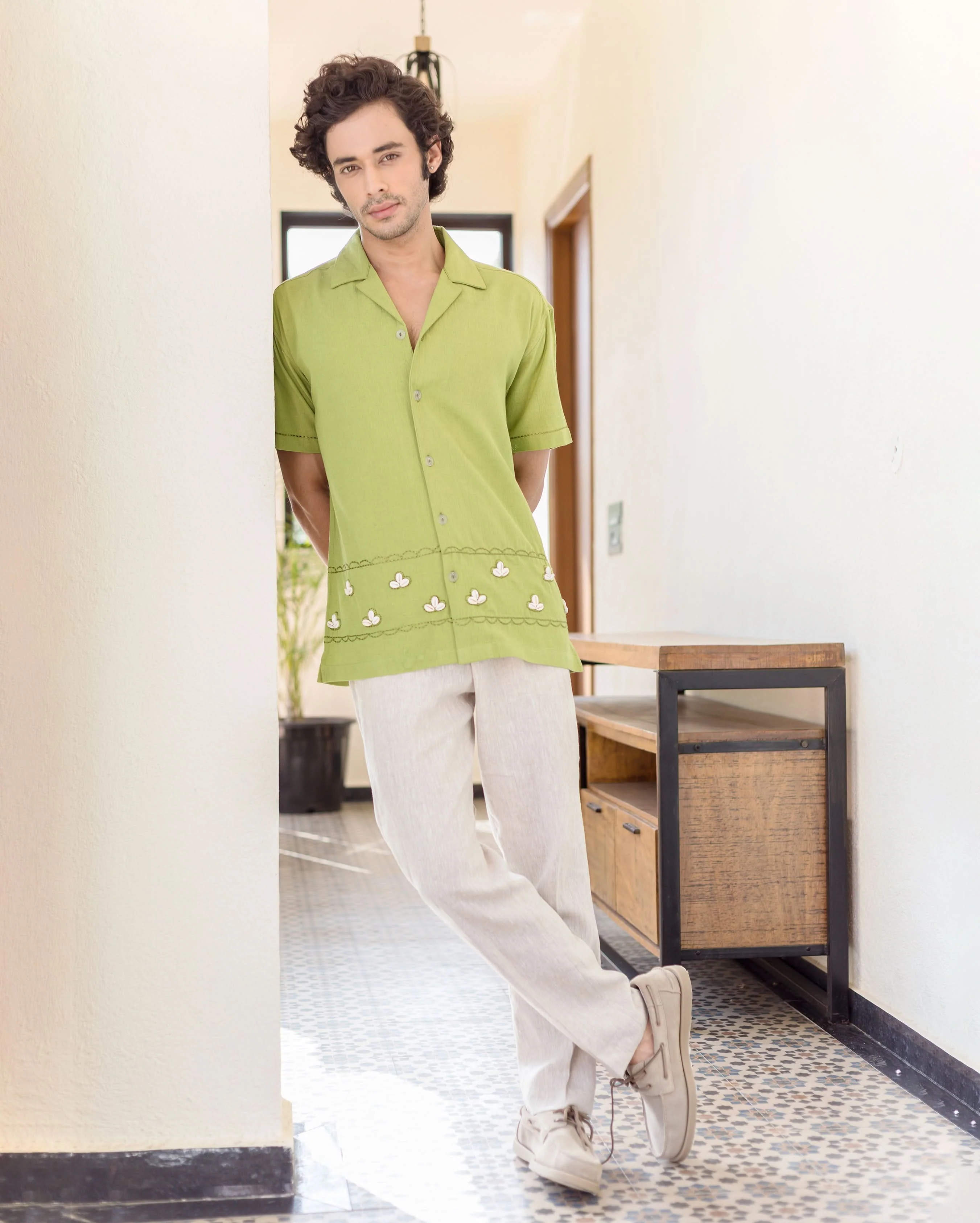 Gage Green Embroidered Flex Solid Shirt - Image 2
