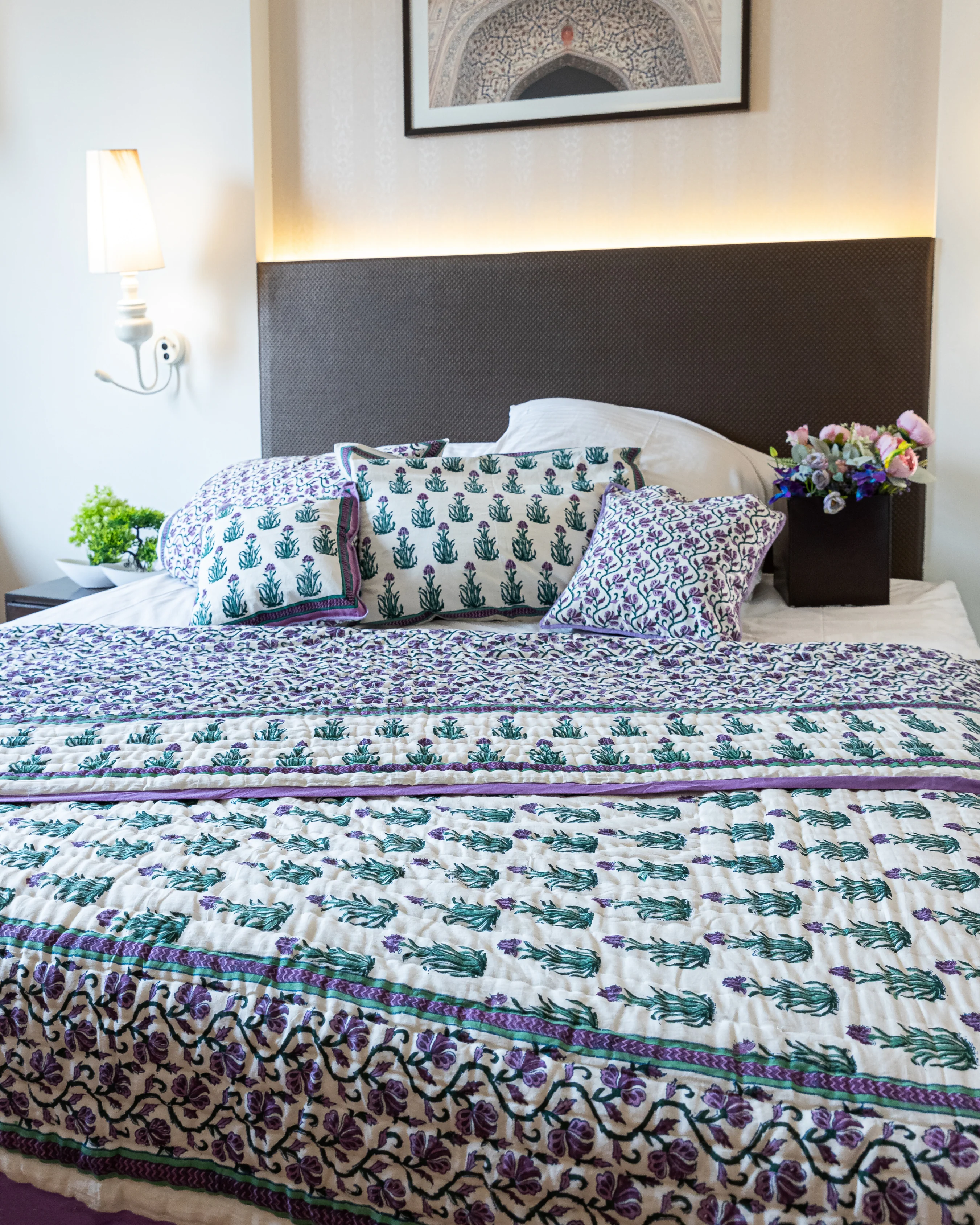 Gilly Flower Handblock Printed Cotton Quilt - Image 10