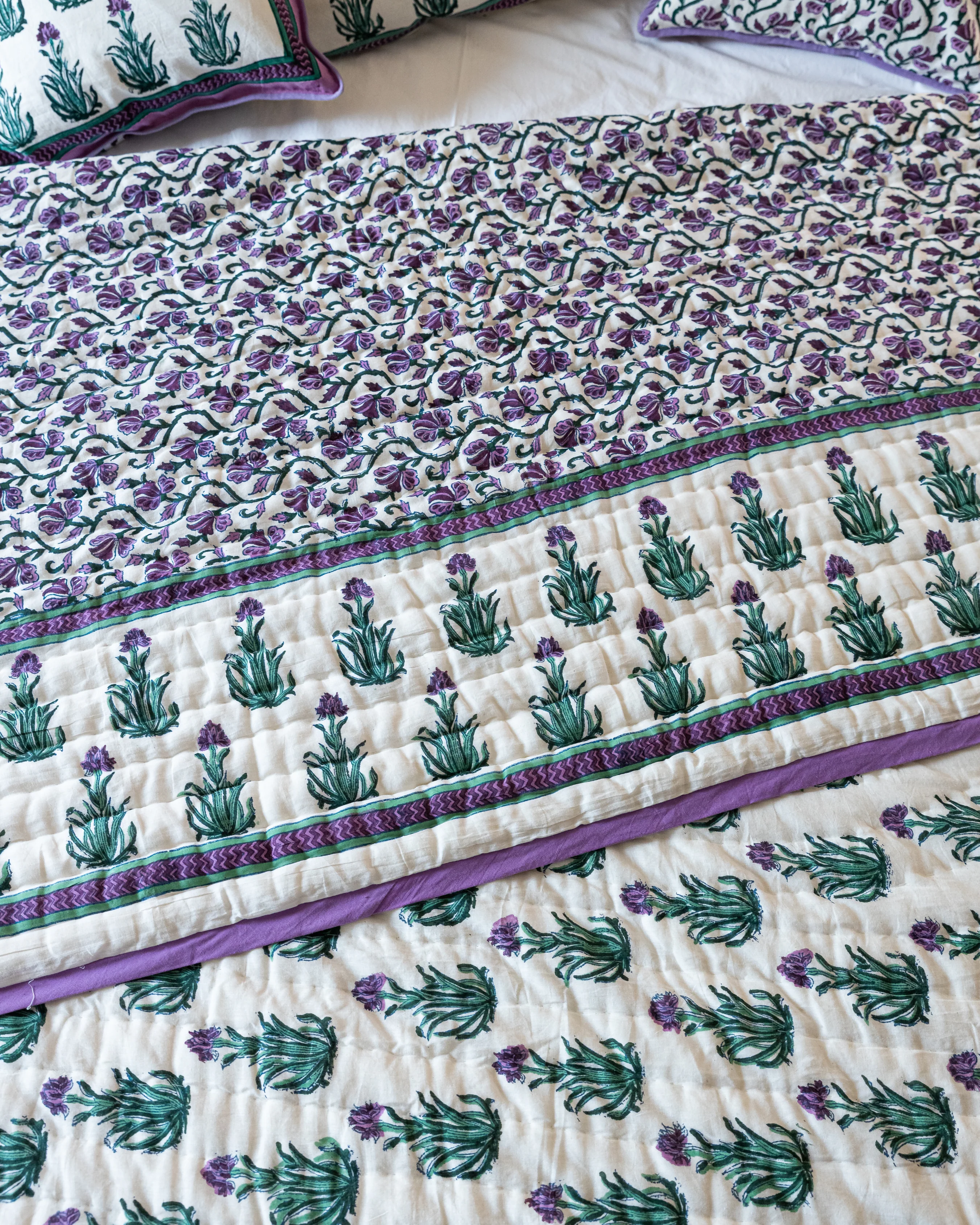 Gilly Flower Handblock Printed Cotton Quilt - Image 11