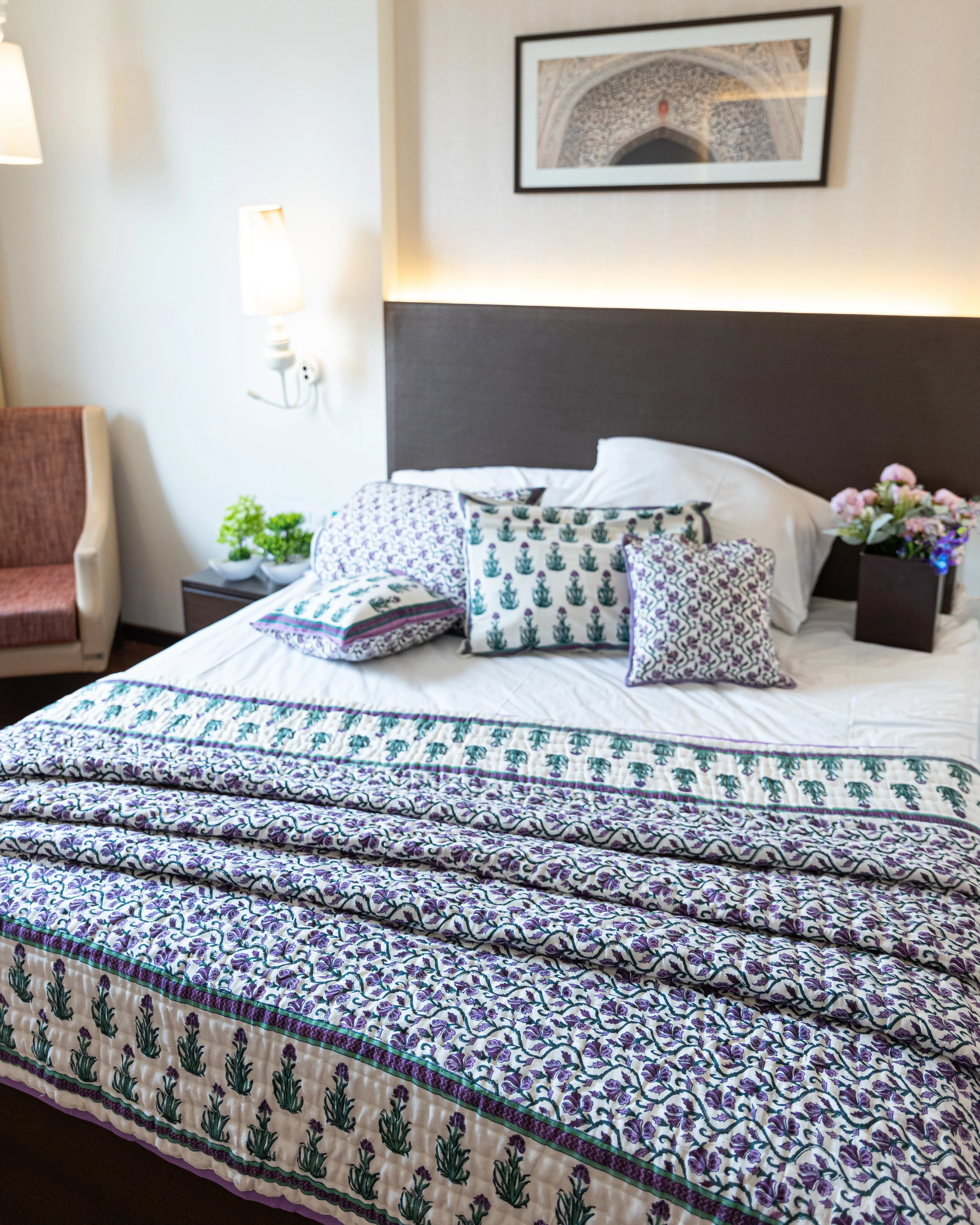 Gilly Flower Handblock Printed Cotton Quilt - Image 7