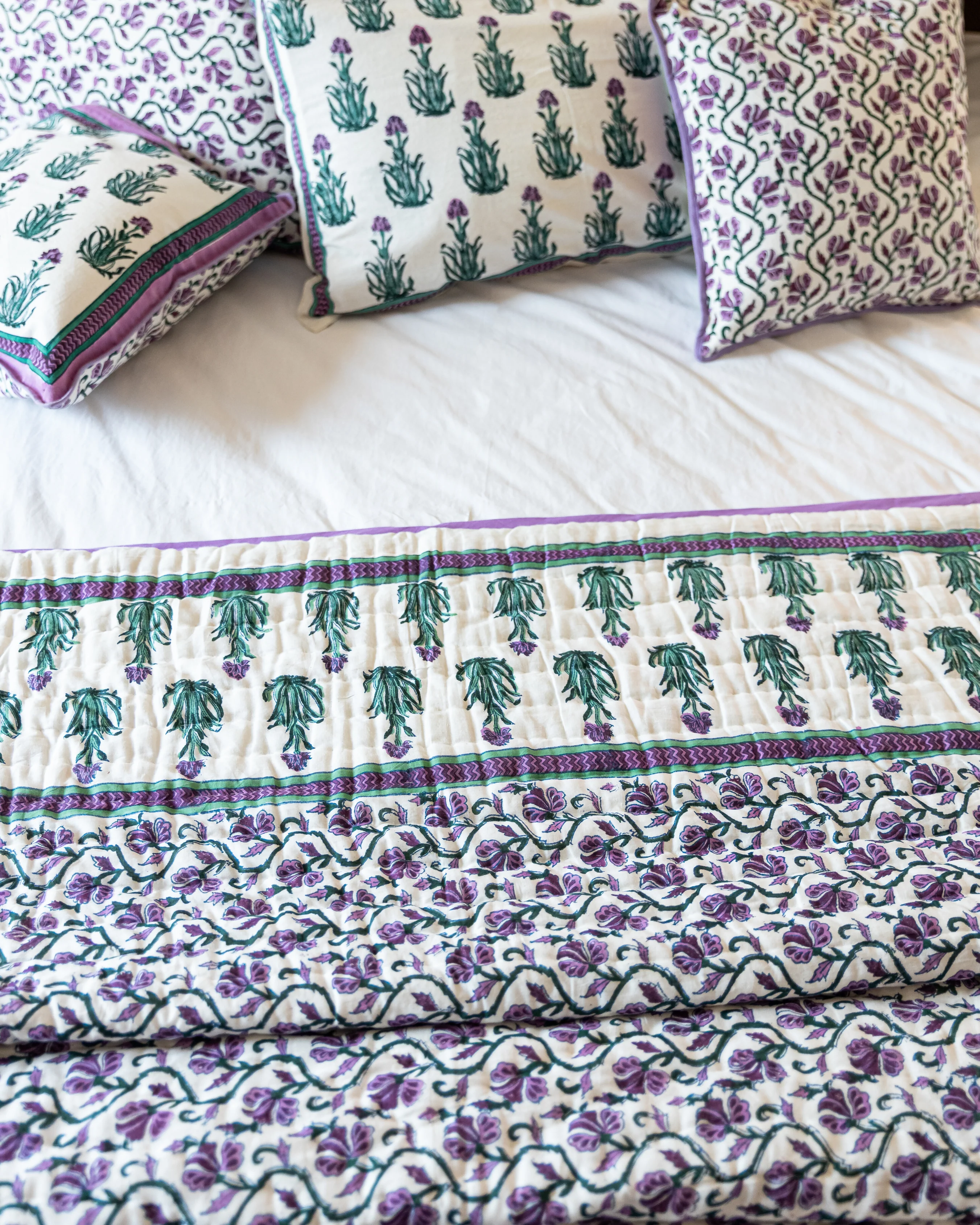 Gilly Flower Handblock Printed Cotton Quilt - Image 8