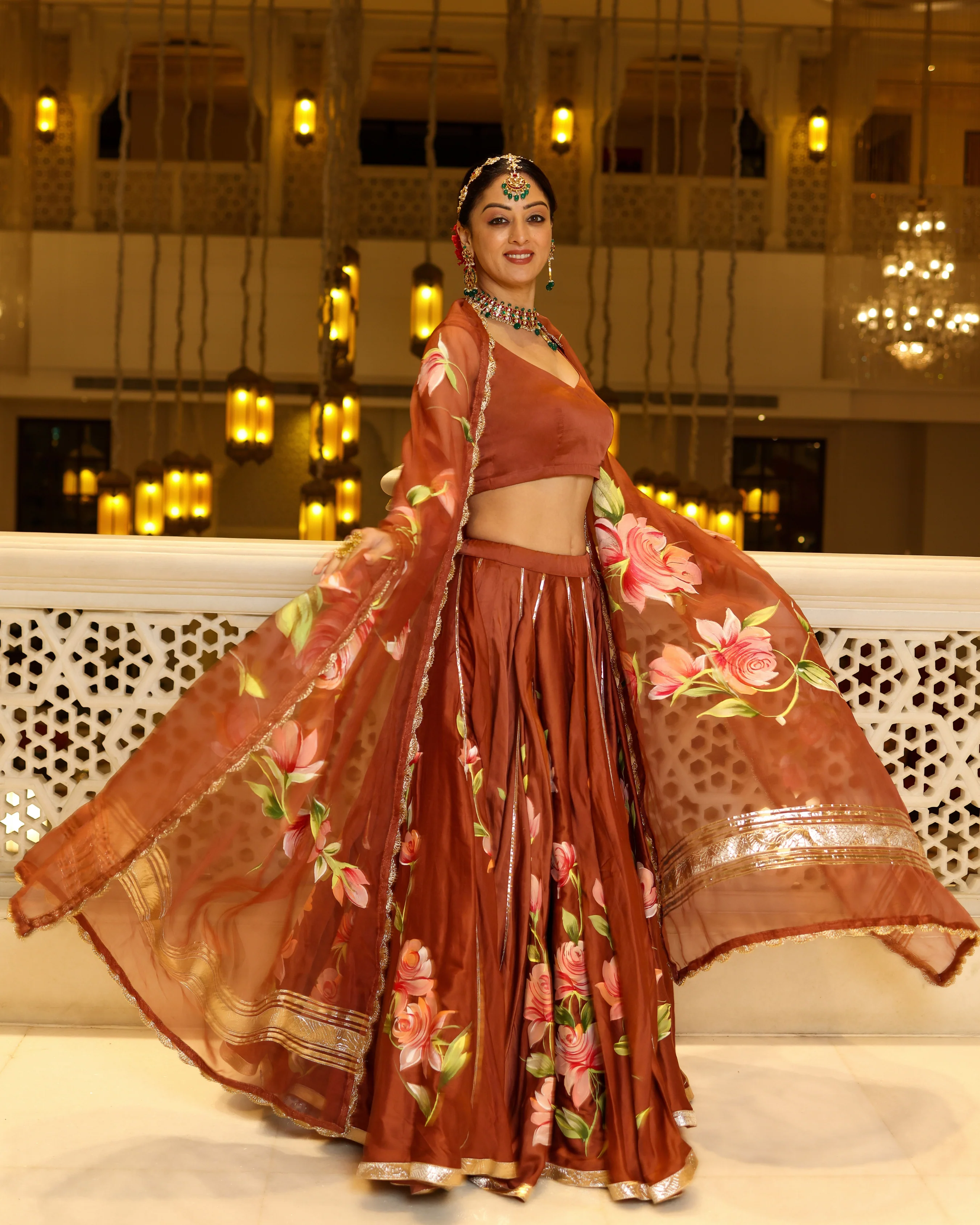 Glazed Ginger Handpainted Lehenga Set - Image 8