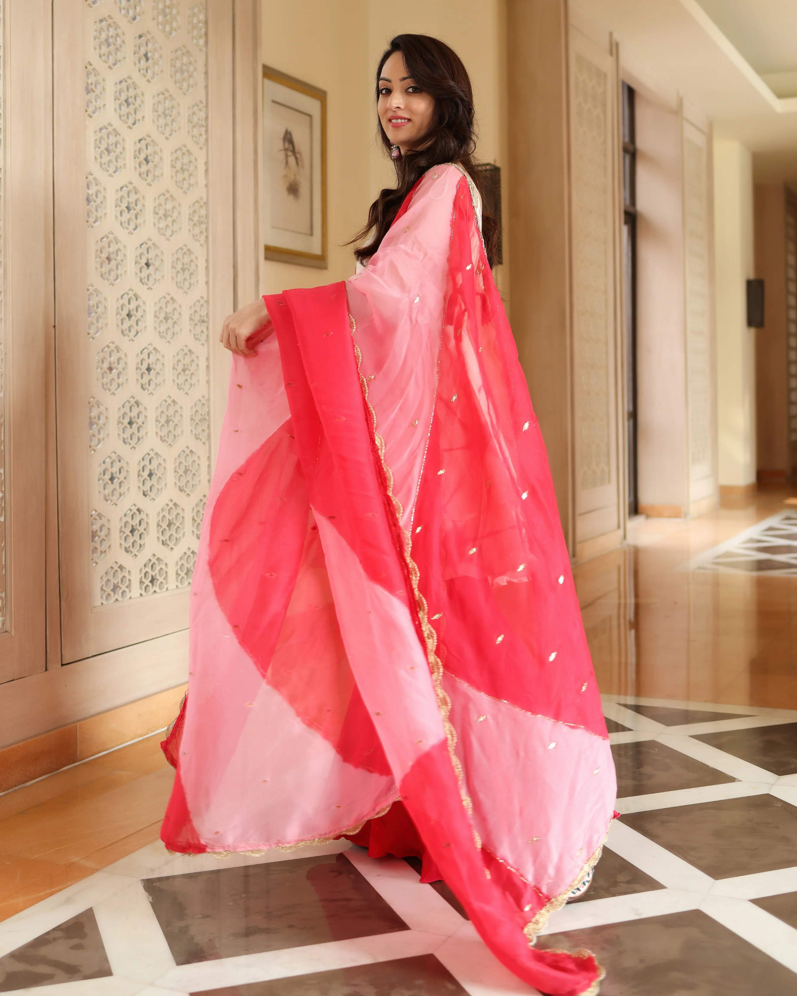 Glazzing White Tie And Dye Sharara Set - Image 3
