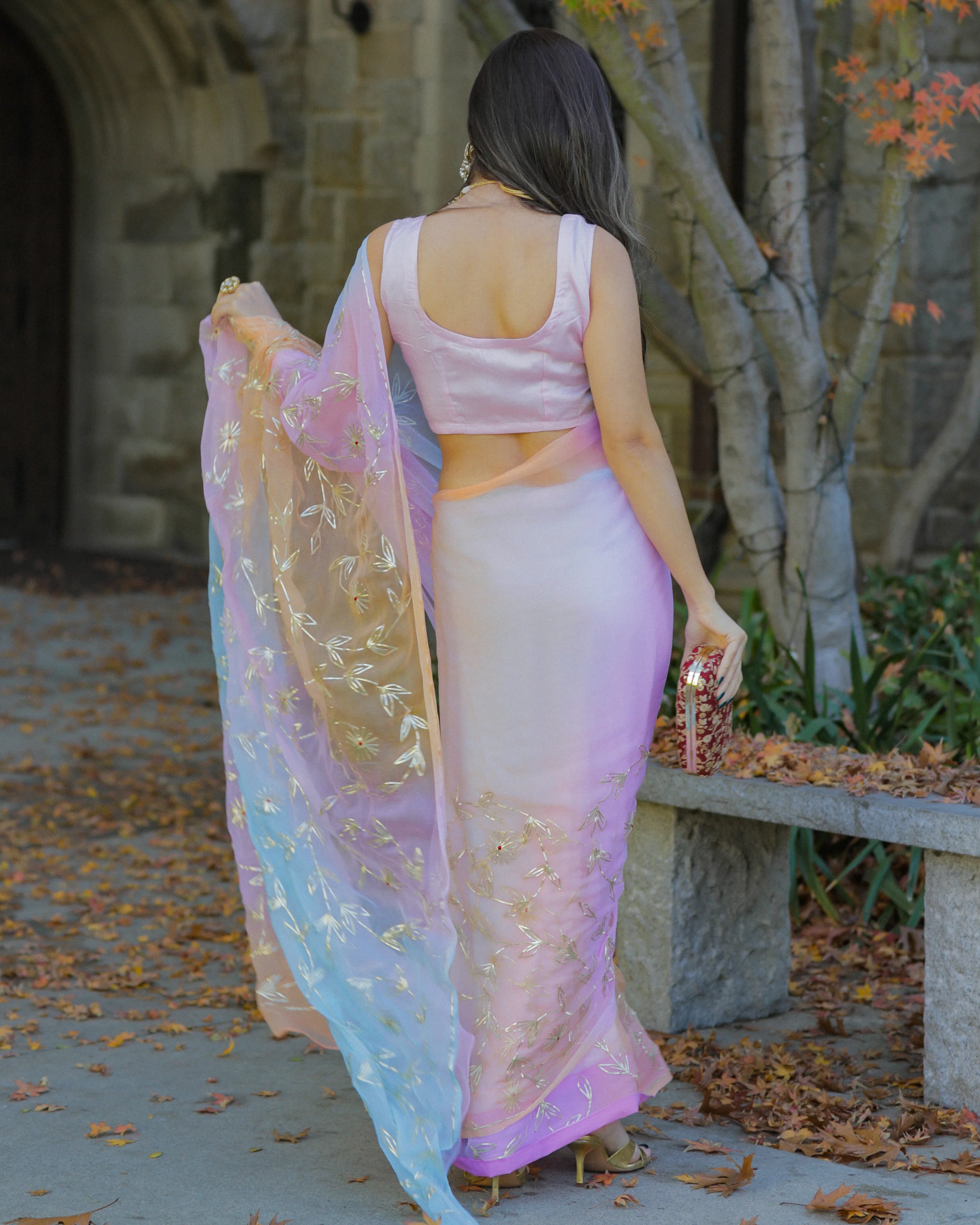 Glitter Pearl Pure Chiffon Saree - Image 2