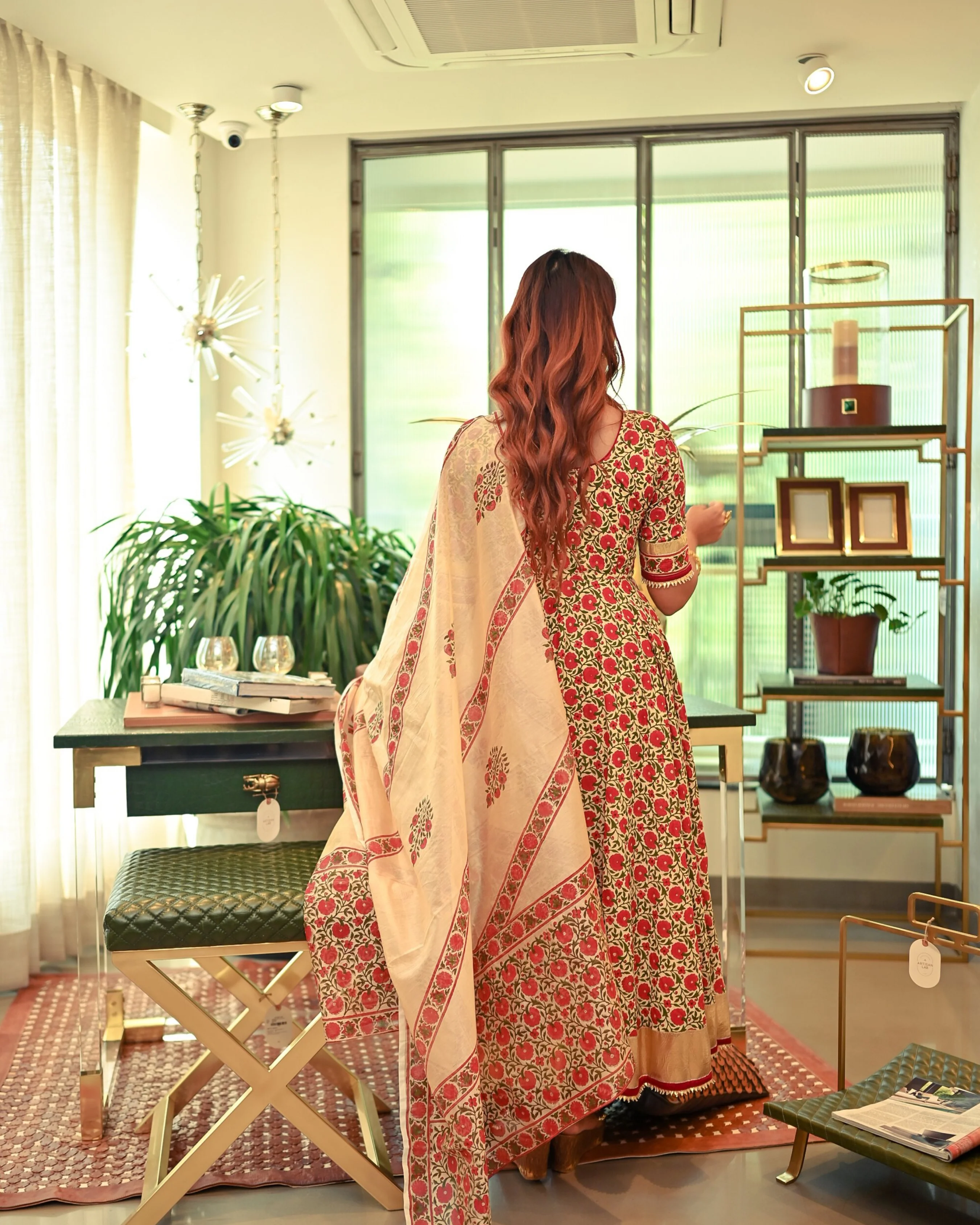 Golden Cherry Handblock Suit Set - Image 2