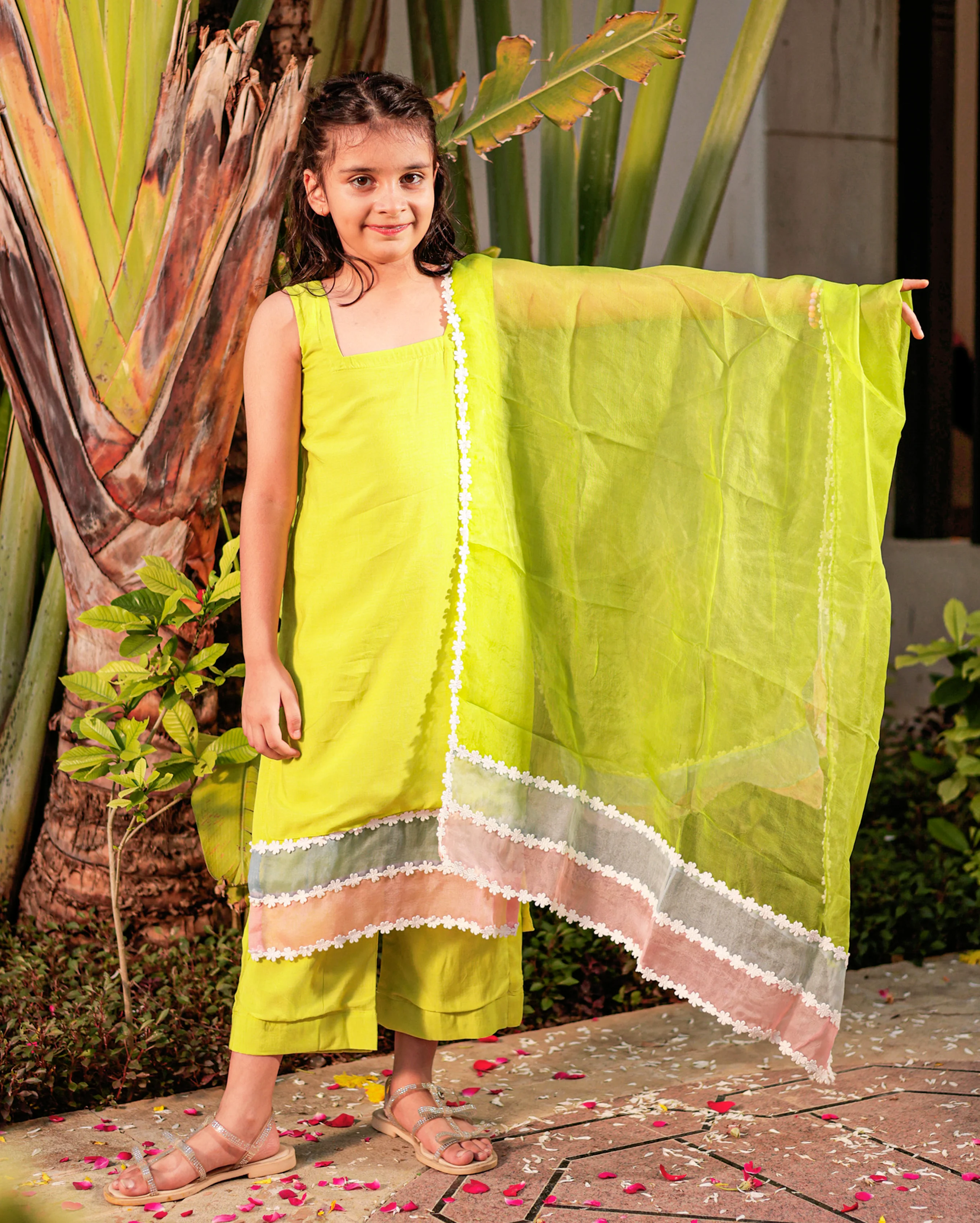 Gossamer Garden Green Muslin Suit Set - Image 2