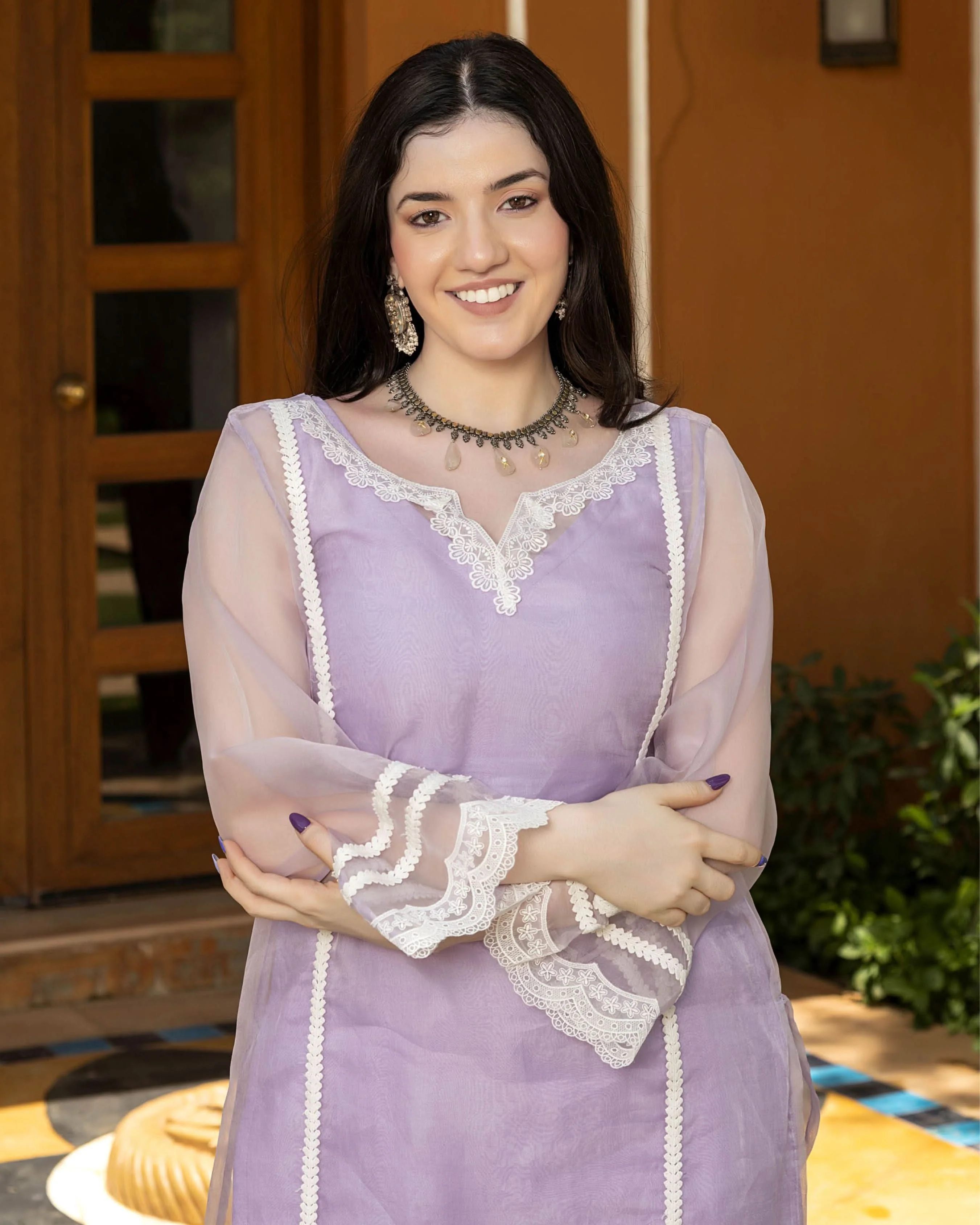 Grace Organza Straight Kurta Set - Image 4