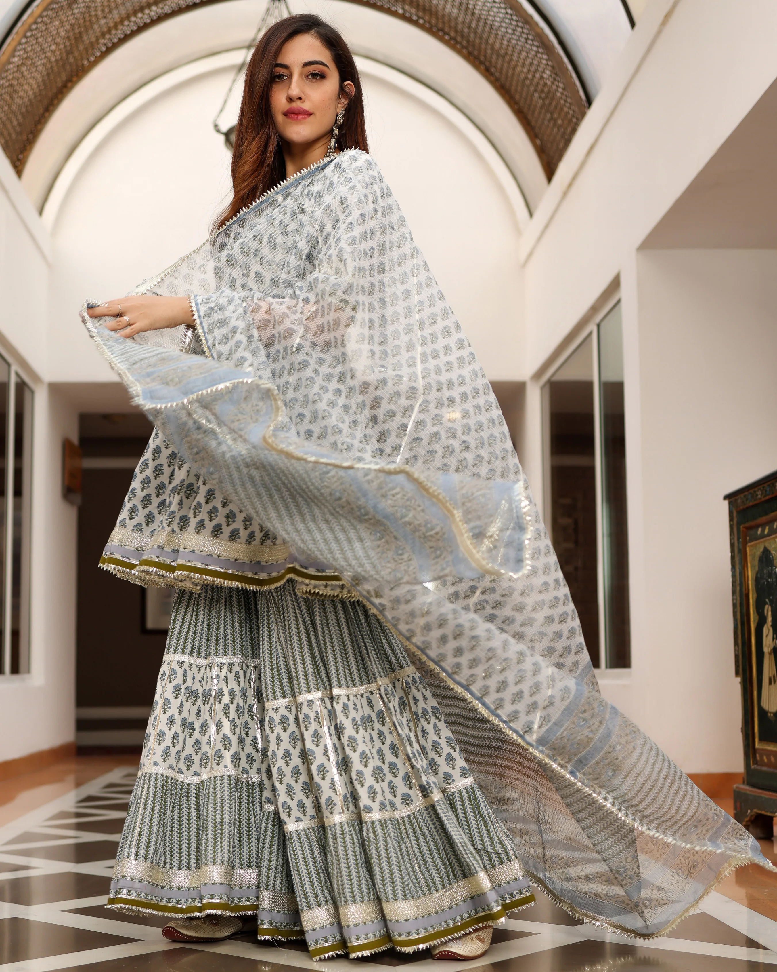 Blue Ciara Handblock Sharara Set - Image 8