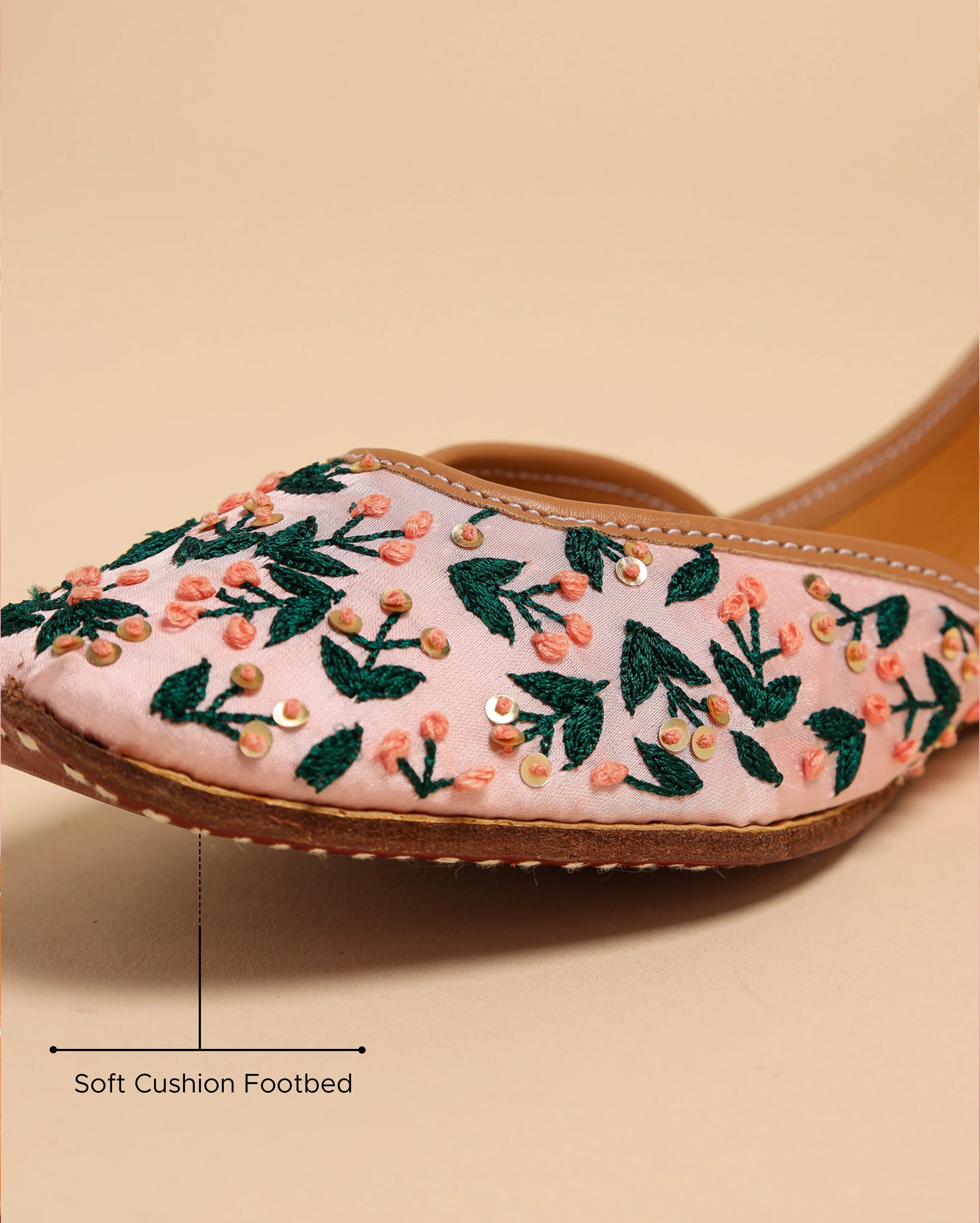 Green Petals Handcrafted Jutti - Image 3