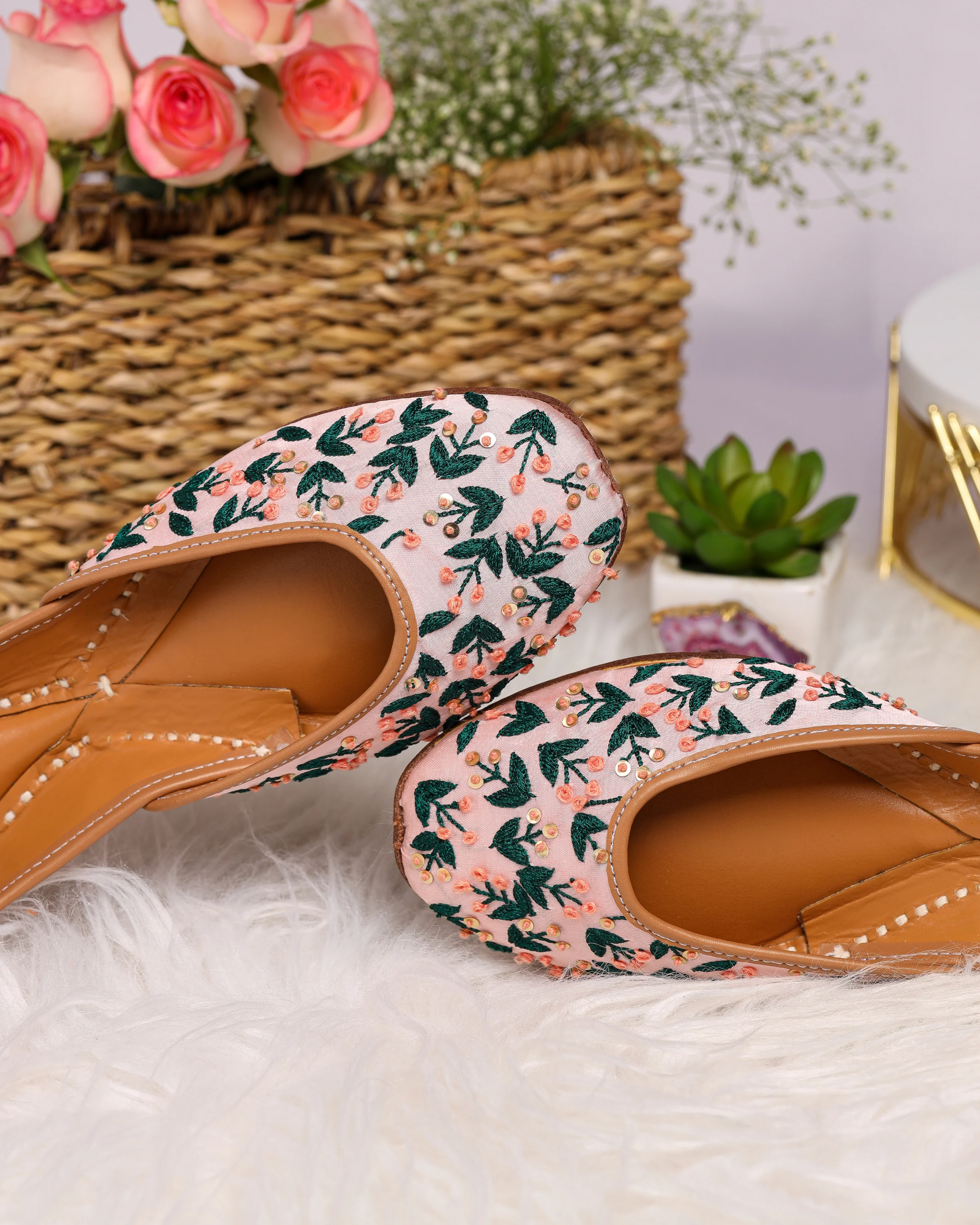 Green Petals Handcrafted Jutti - Image 8