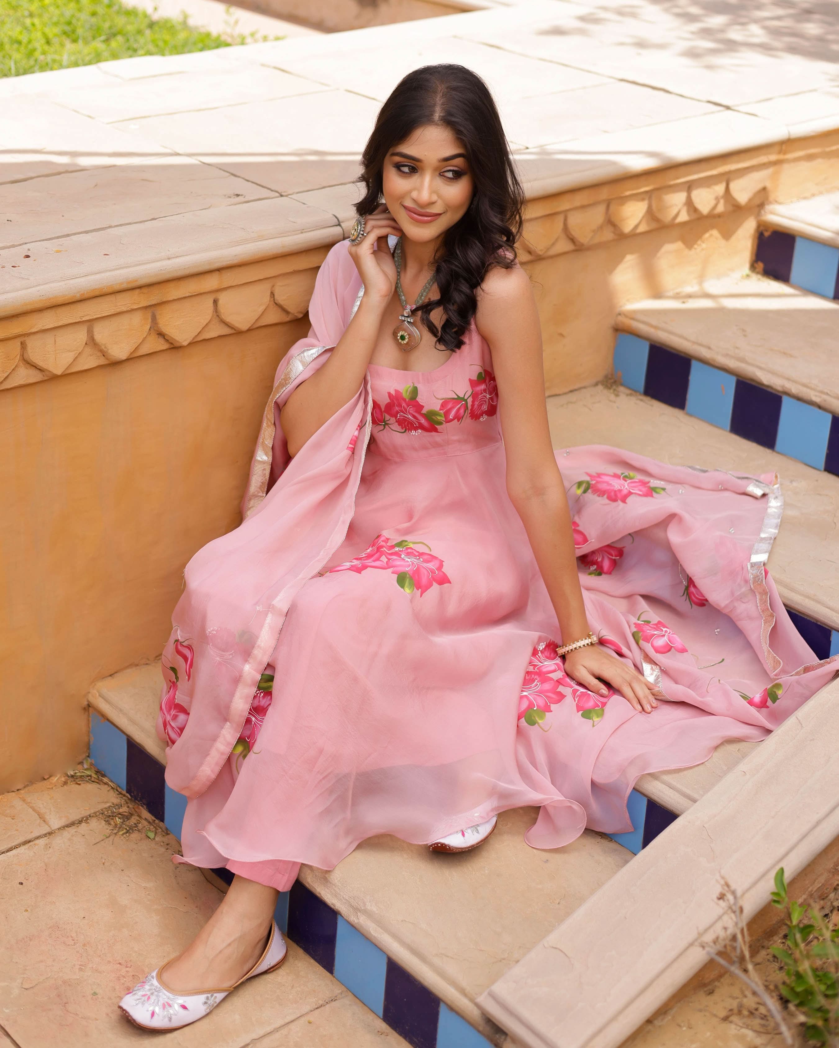 Gul Handpainted Organza Suit Set - Image 2