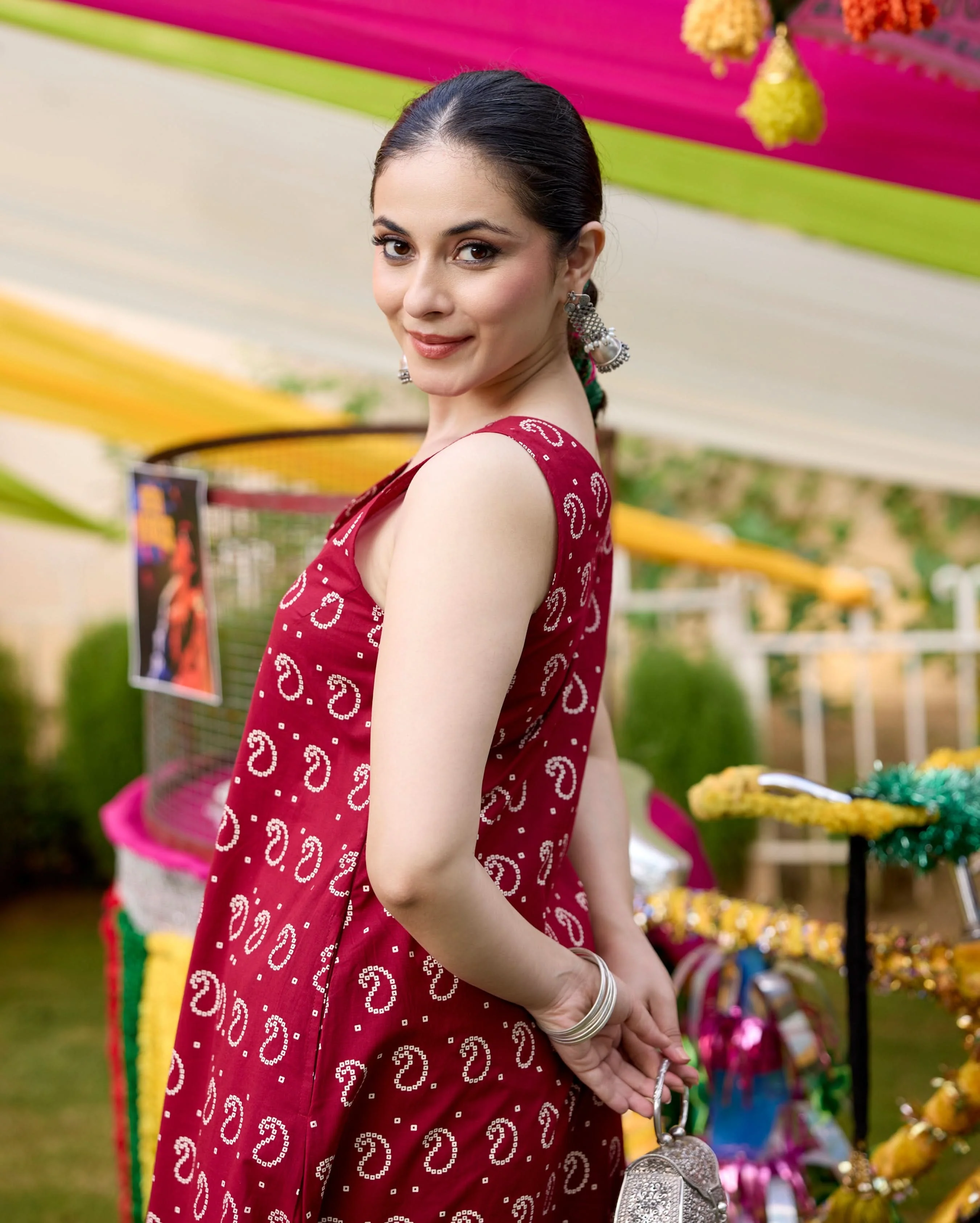 Gulaal Maroon Bandhani Cotton Kurta Set - Image 6