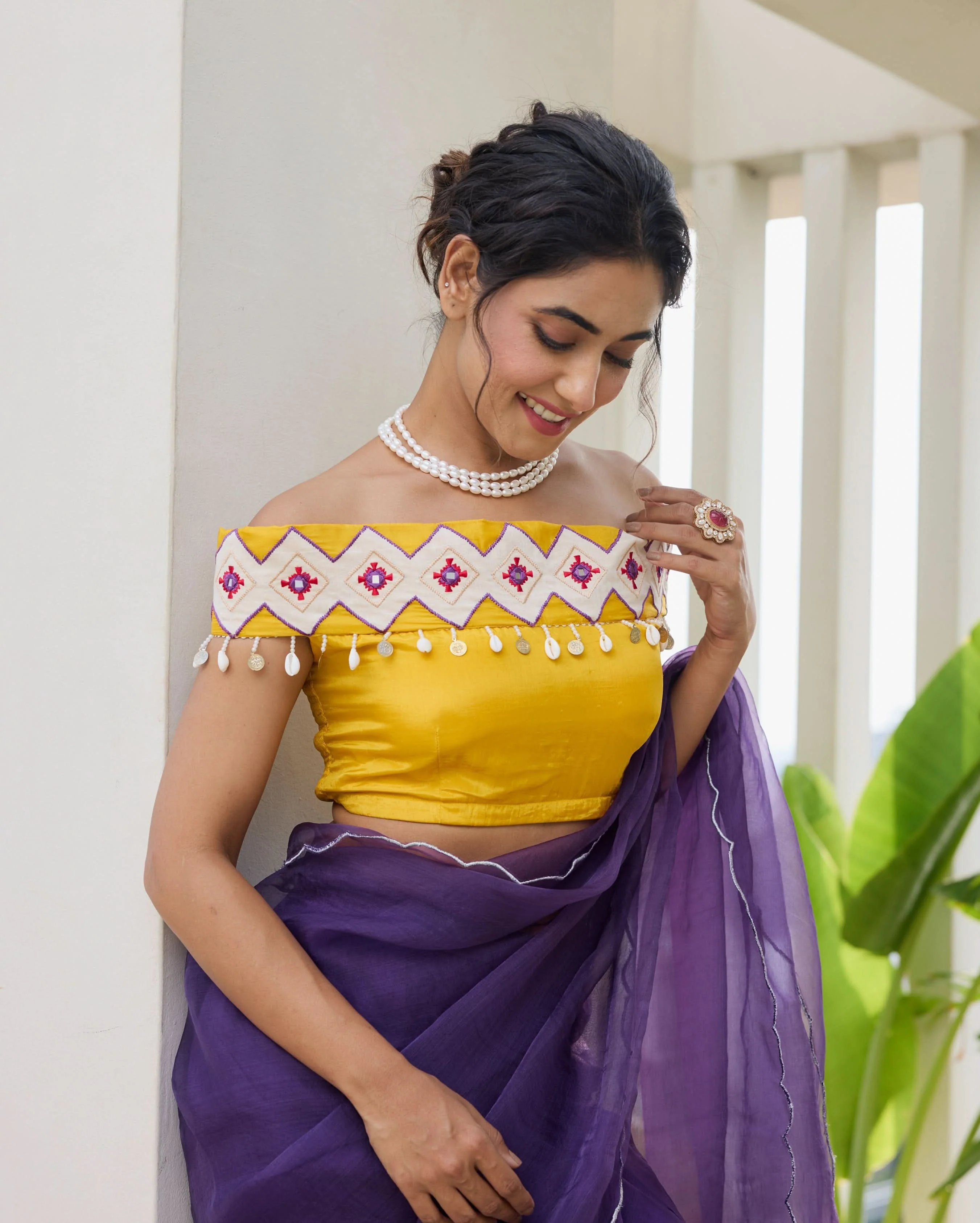 Gypsy Wave Mustard Silk Embroidered Blouse - Image 3