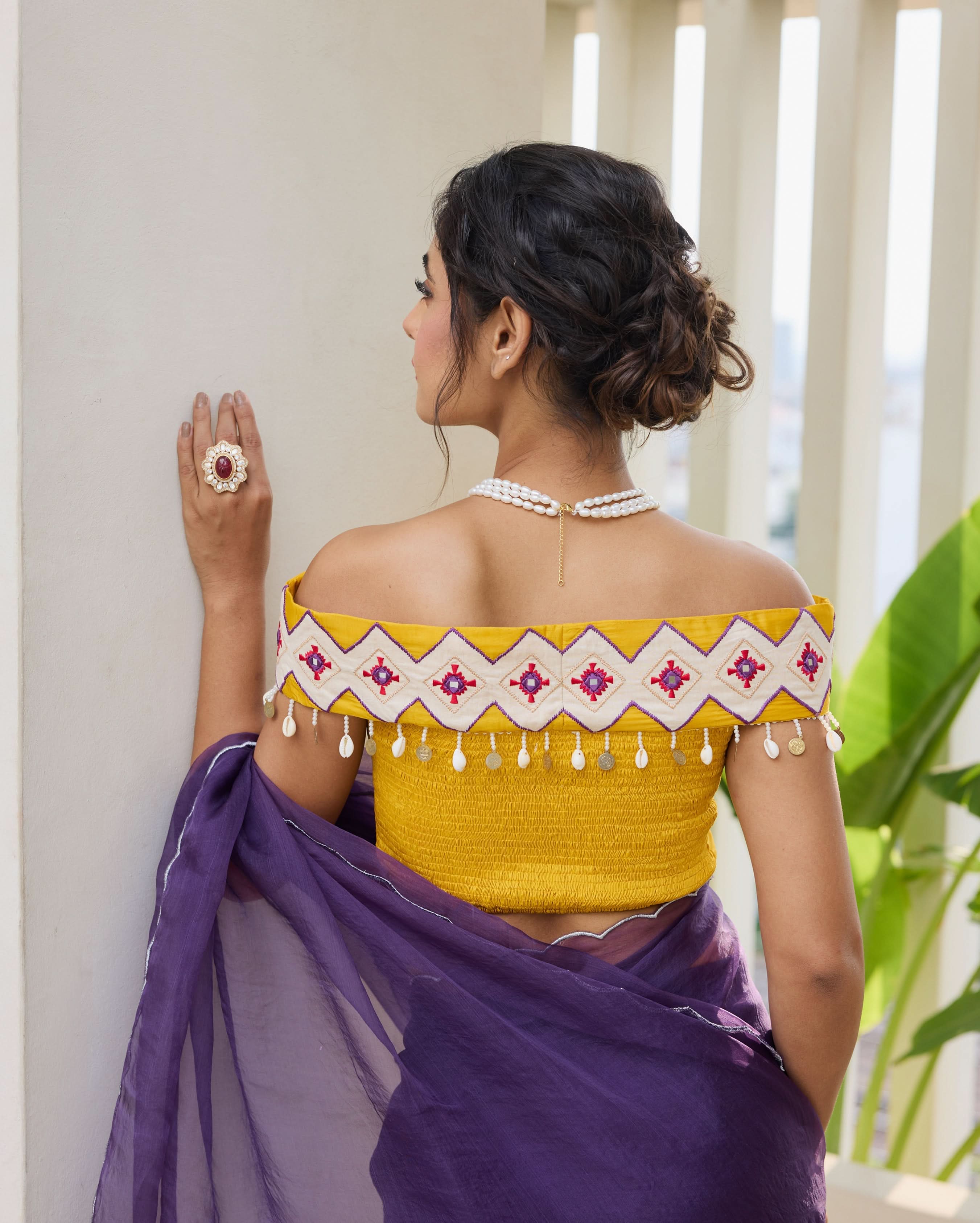 Gypsy Wave Mustard Silk Embroidered Blouse - Image 5