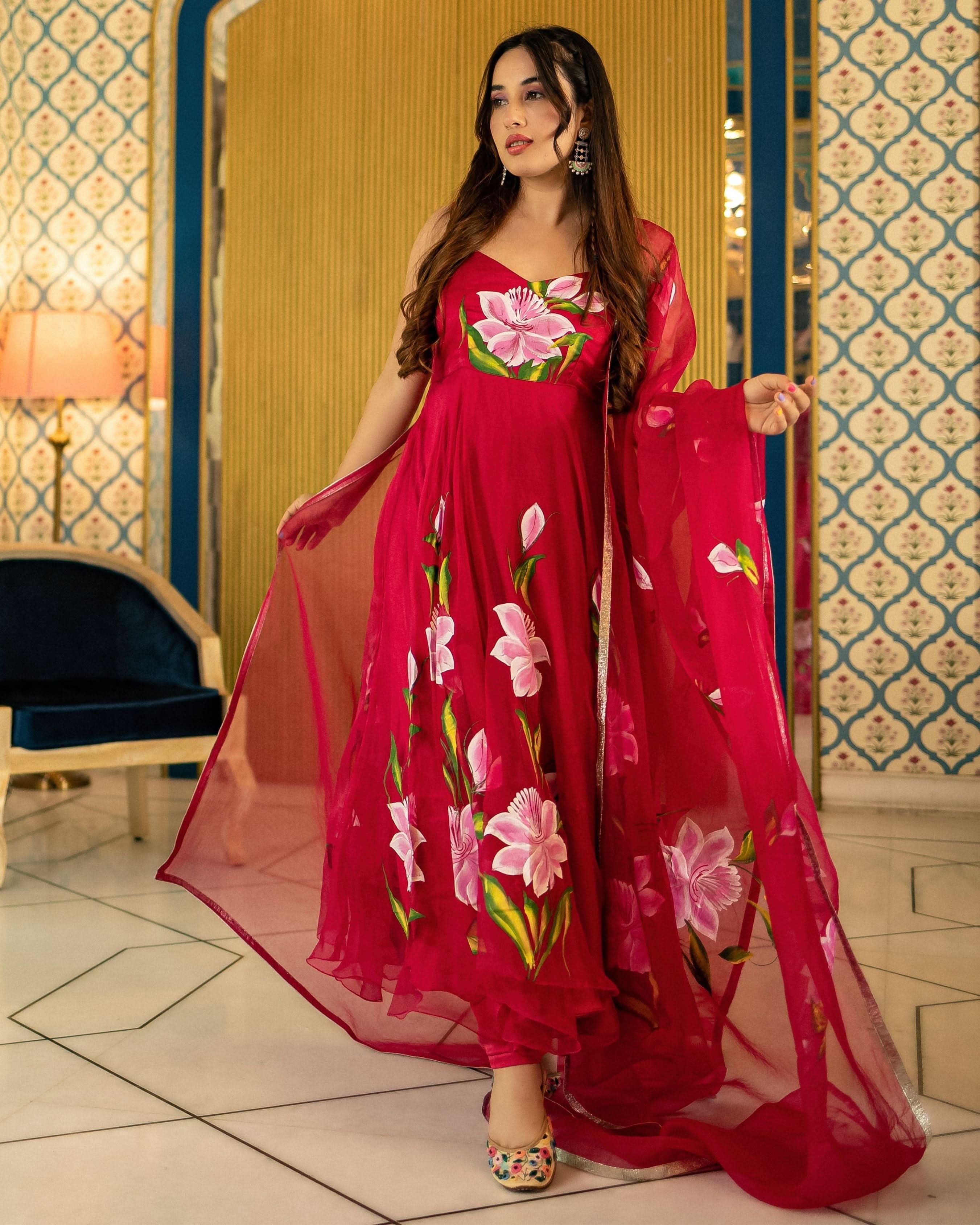 Hamra Organza Handpainted Suit Set - Image 3
