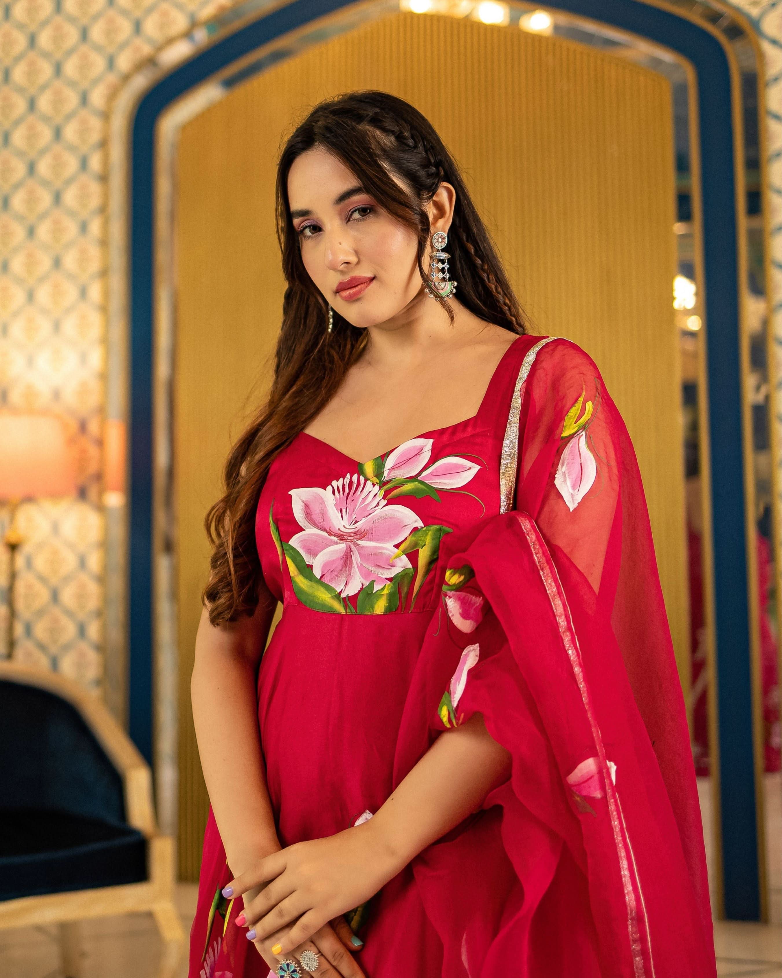Hamra Organza Handpainted Suit Set - Image 8