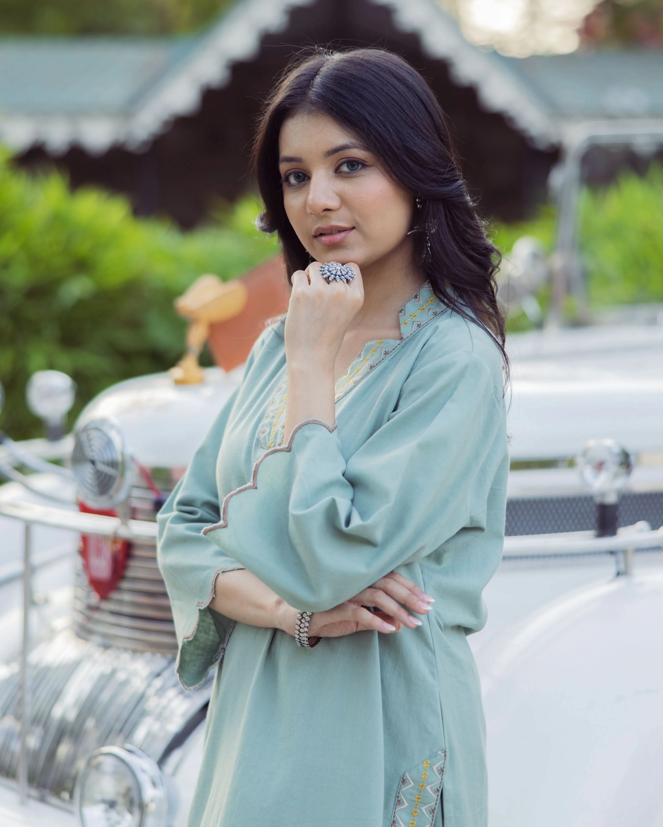 Harmony Green Embroidered Flex Kurta Set - Image 4