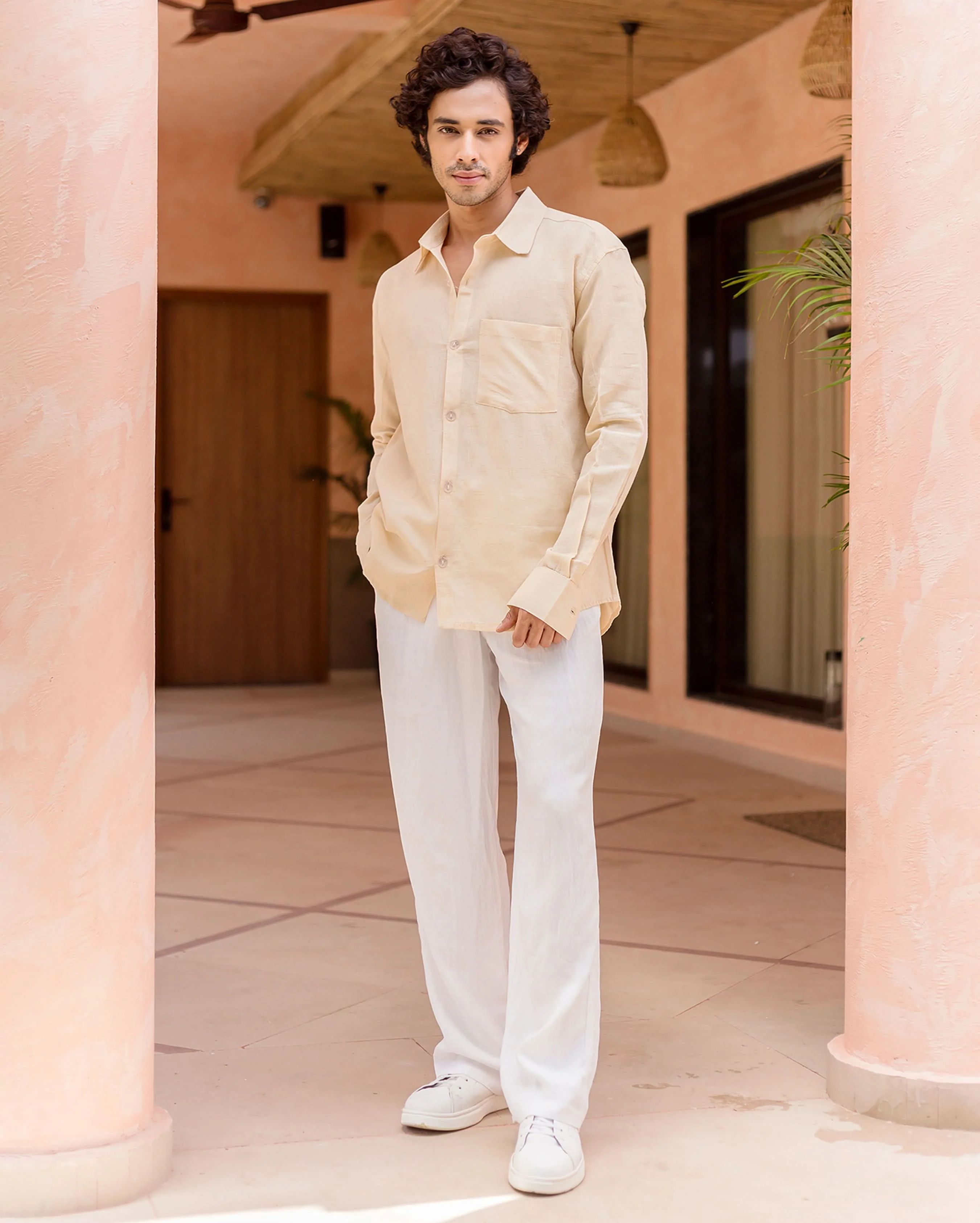 Harper Off White Linen Solid Shirt - Image 2