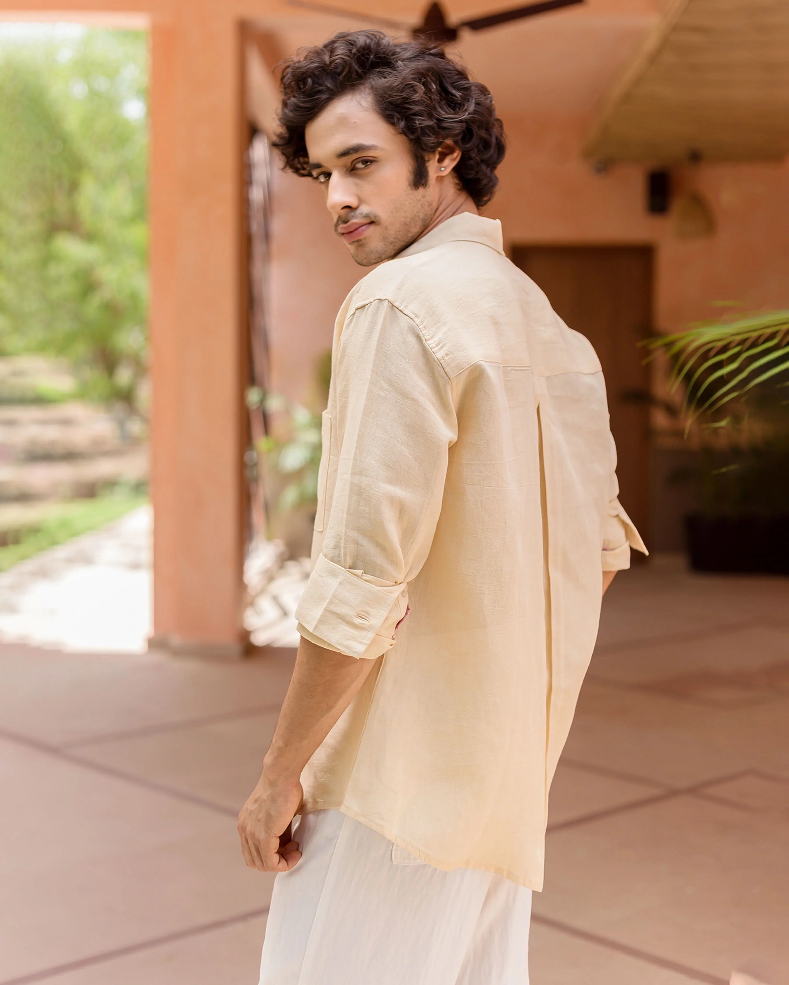 Harper Off White Linen Solid Shirt - Image 7