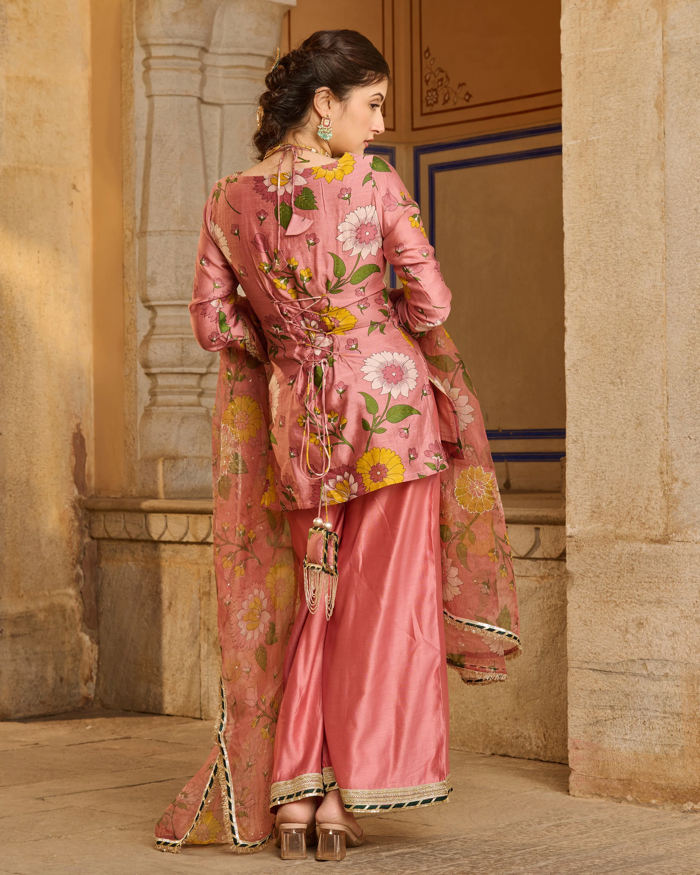 Haya Mauve Printed Chanderi Suit Set - Image 8