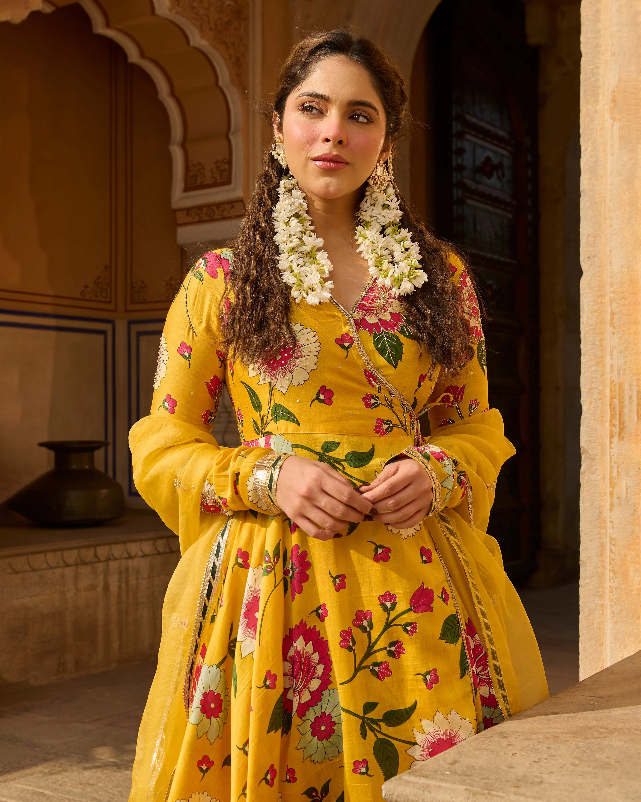 Iltija Yellow Printed Chanderi Suit Set - Image 6