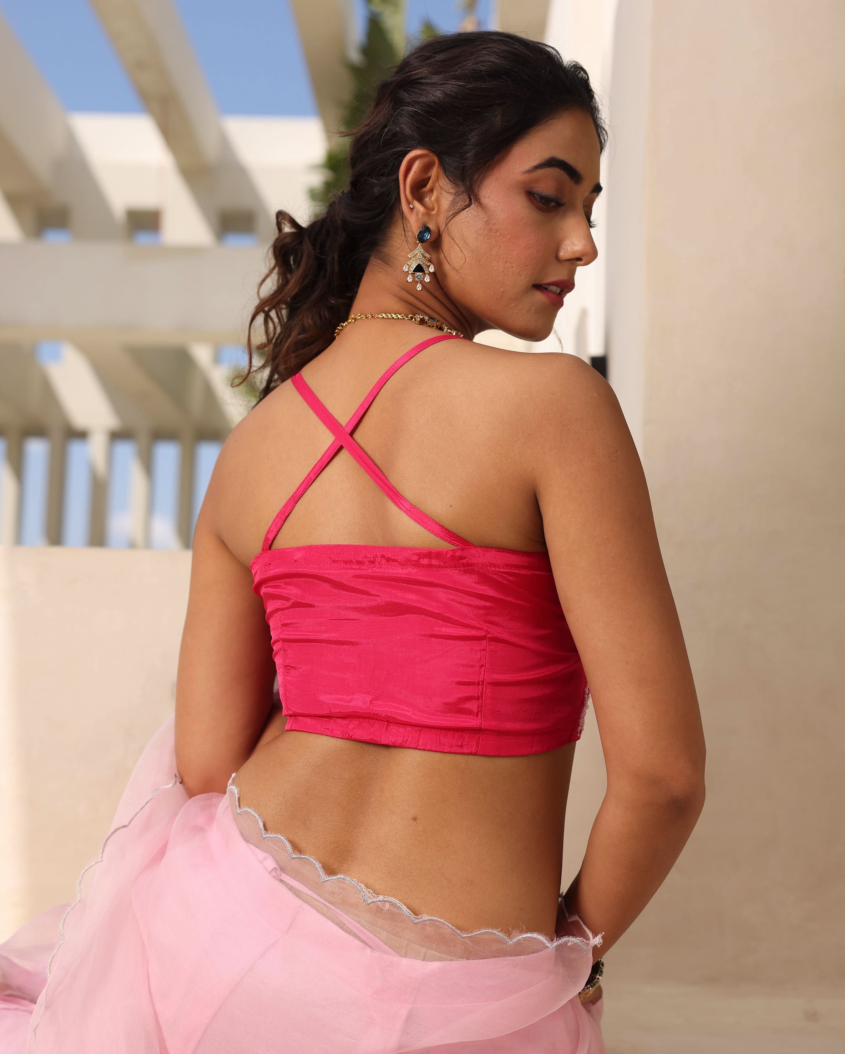Inaayat Pink Silk Embroidered Blouse - Image 4