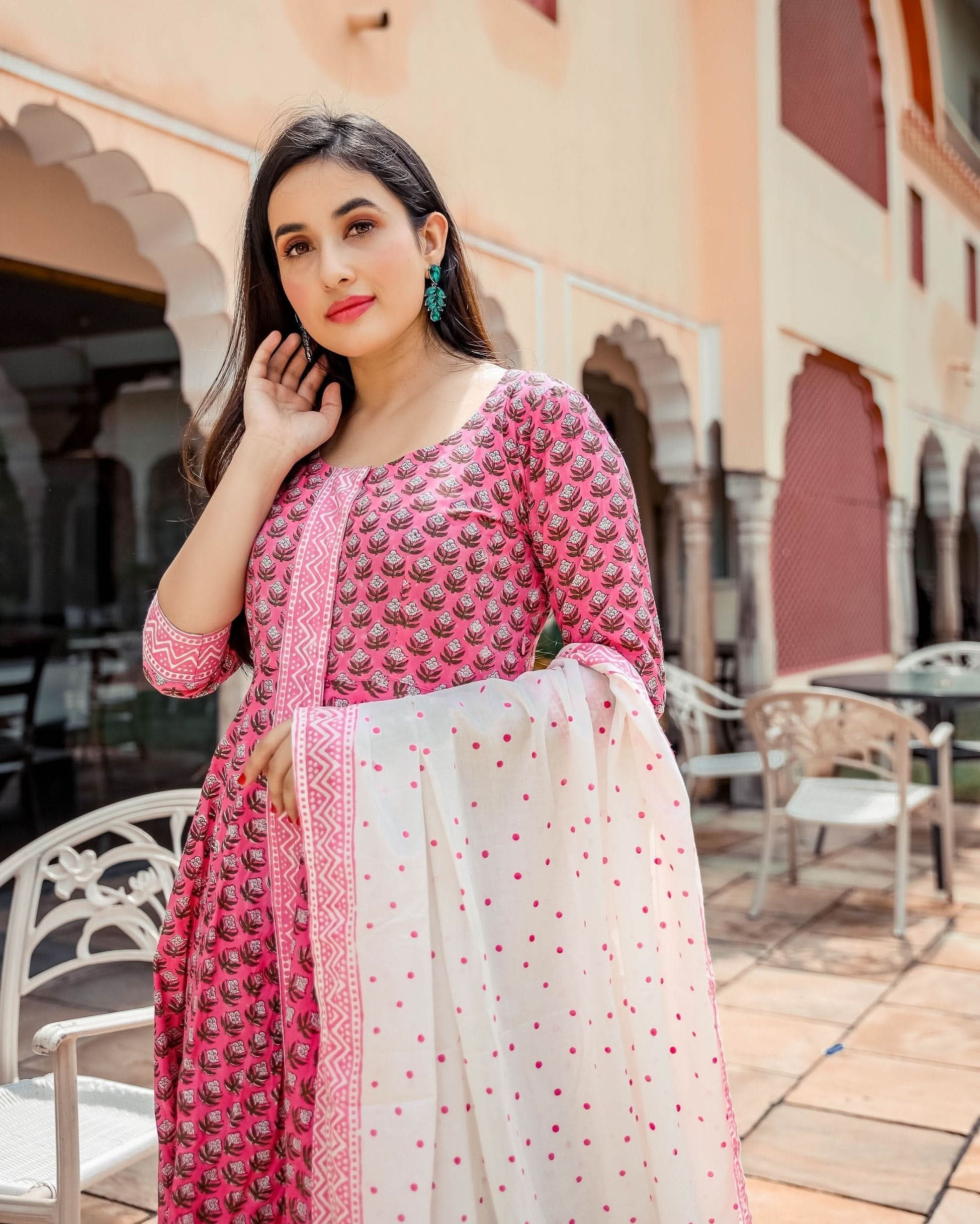 Indian Pink Handblock Suit Set - Image 5