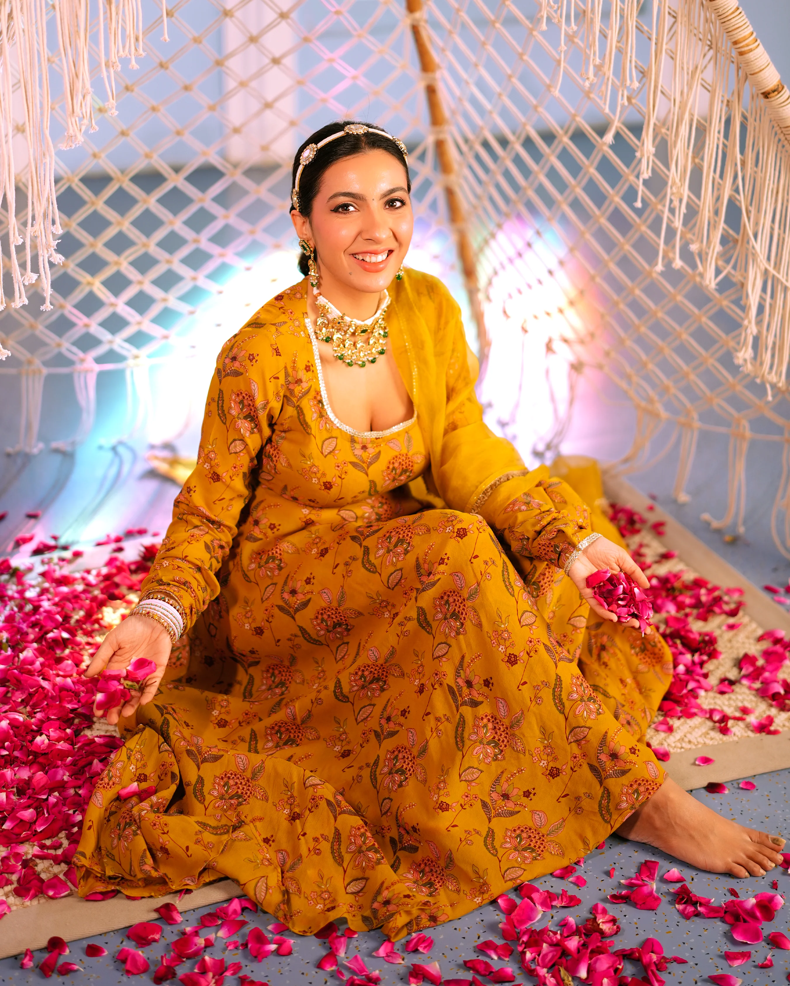 Isha Mustard Printed Georgette Suit Set - Image 3