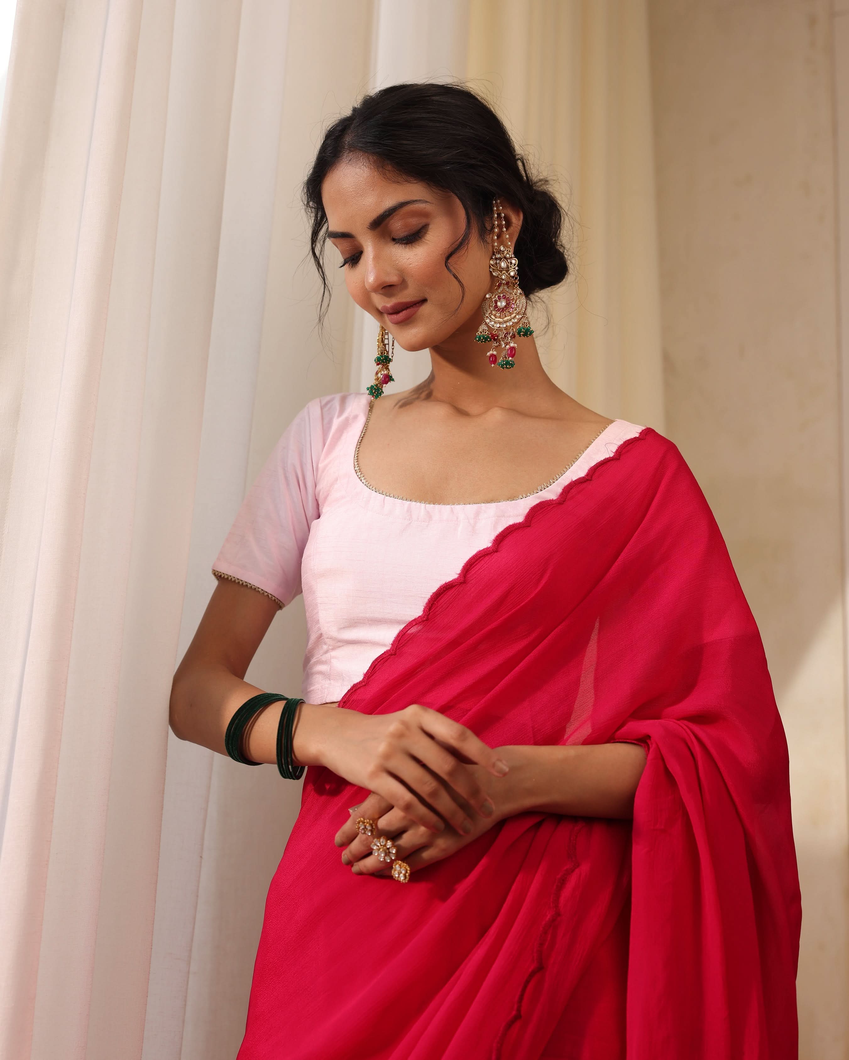 Ishira Pink Chanderi Blouse - Image 2
