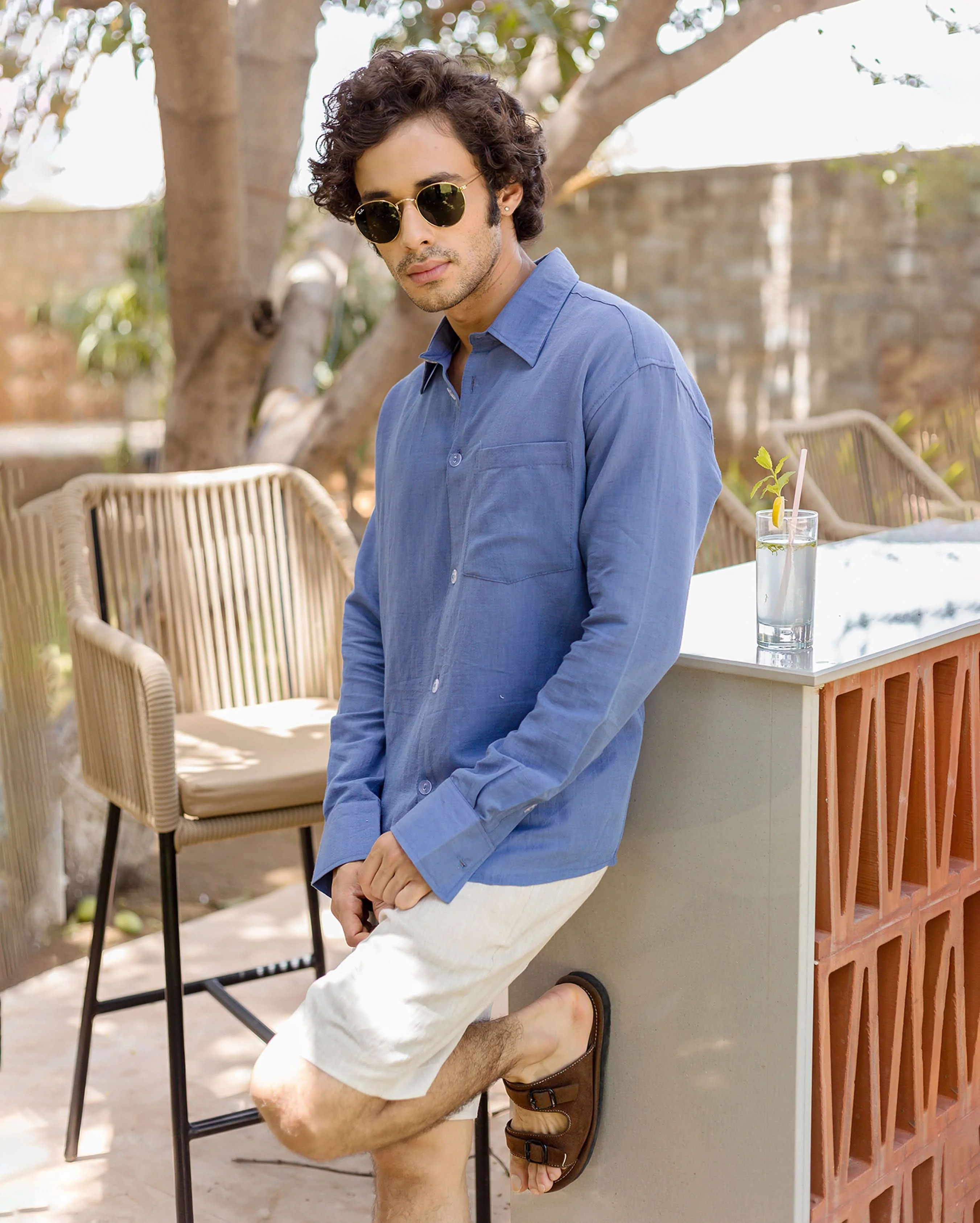 Ivy Blue Linen Solid Shirt - Image 3