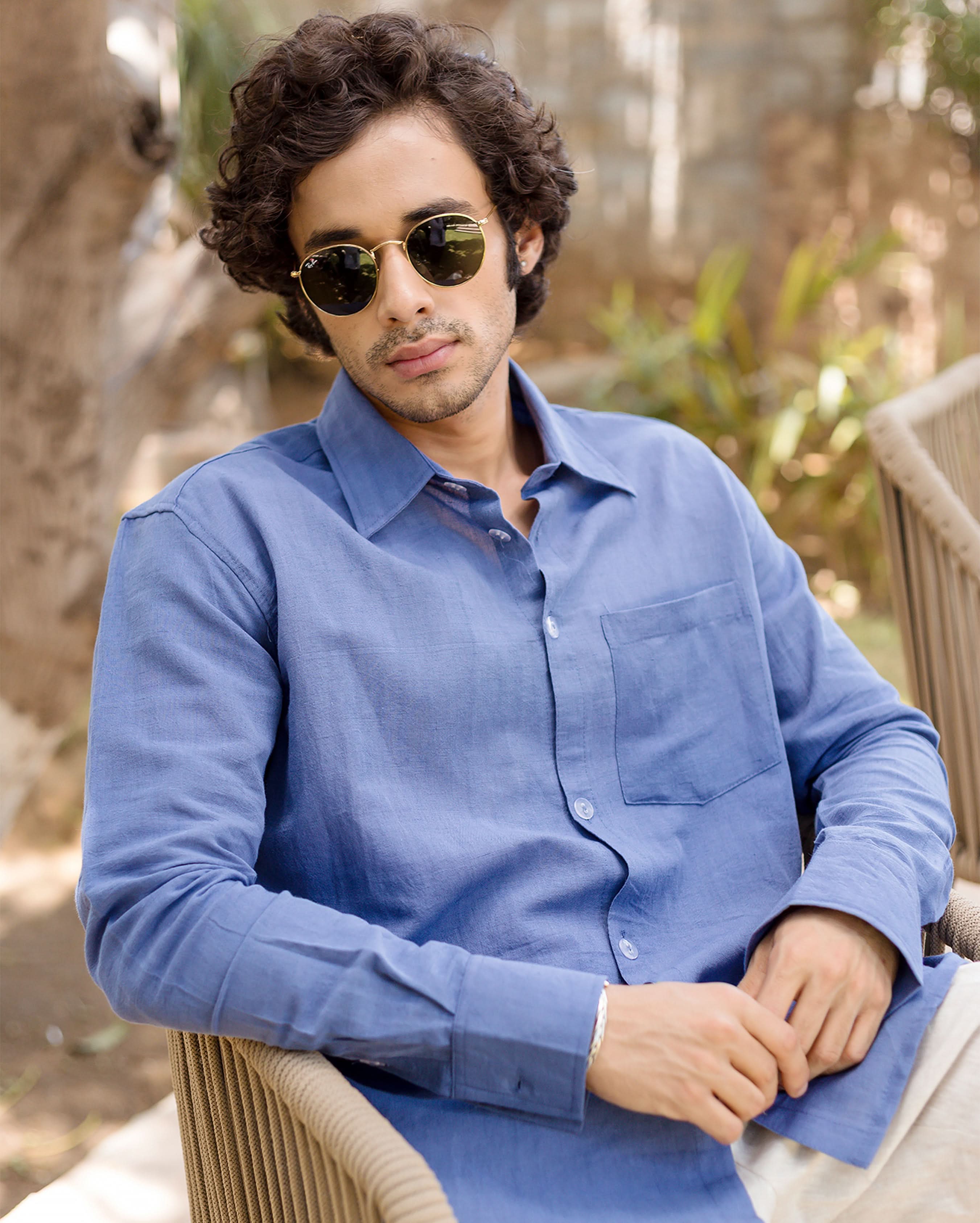 Ivy Blue Linen Solid Shirt - Image 5