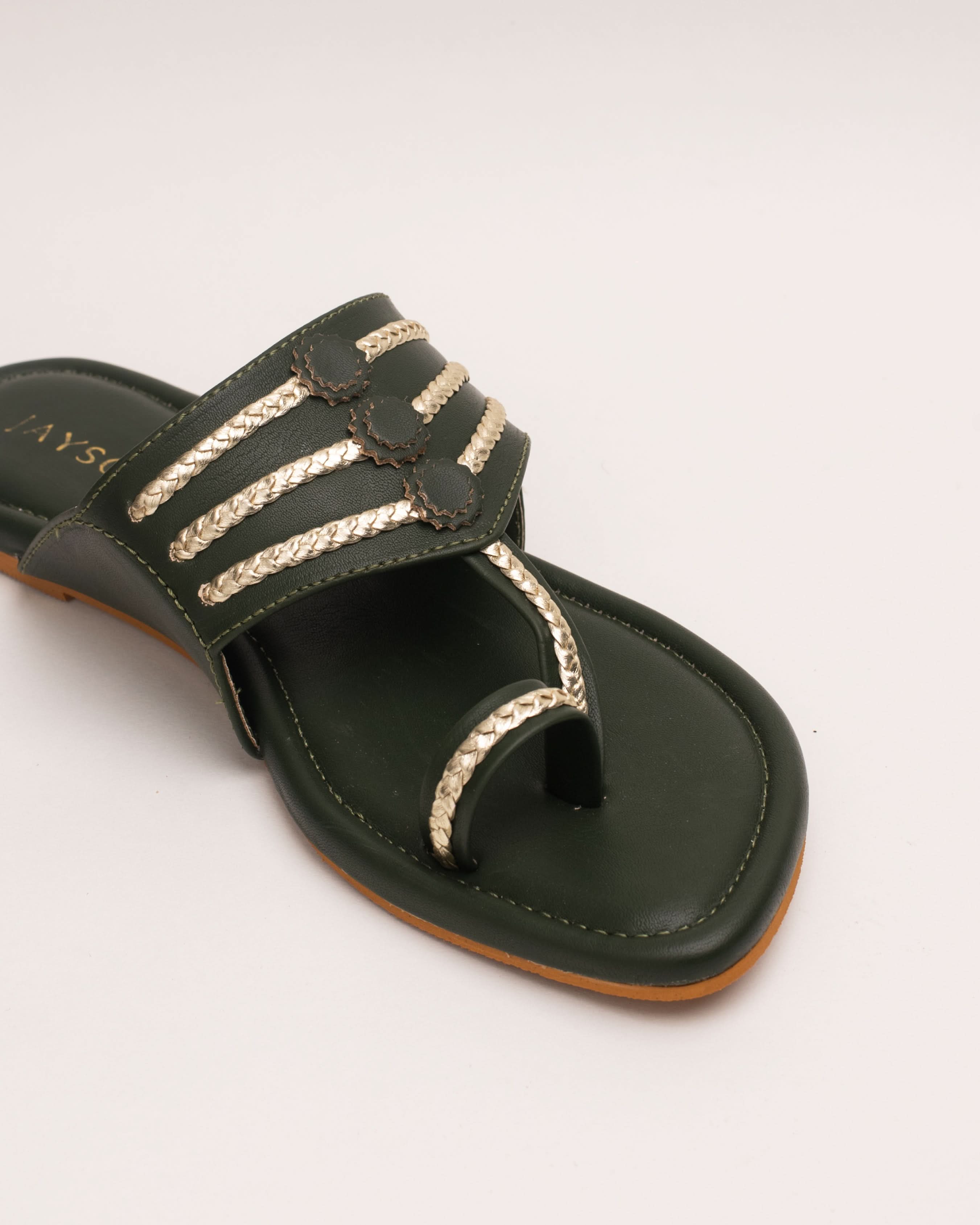 Jalsa Olive Green Kolha Flats - Image 7