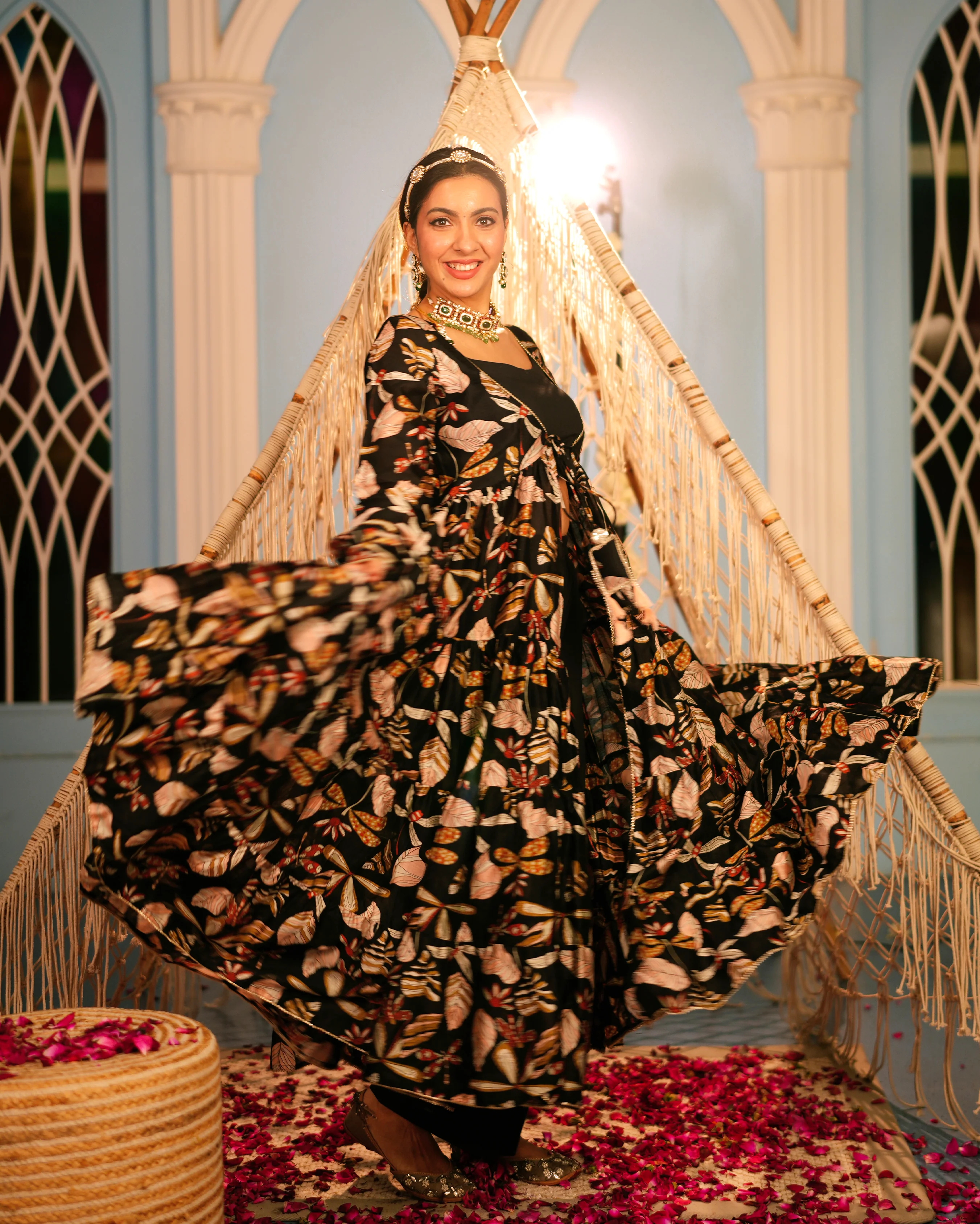 Jama Black Printed Chanderi Coord Set - Image 3