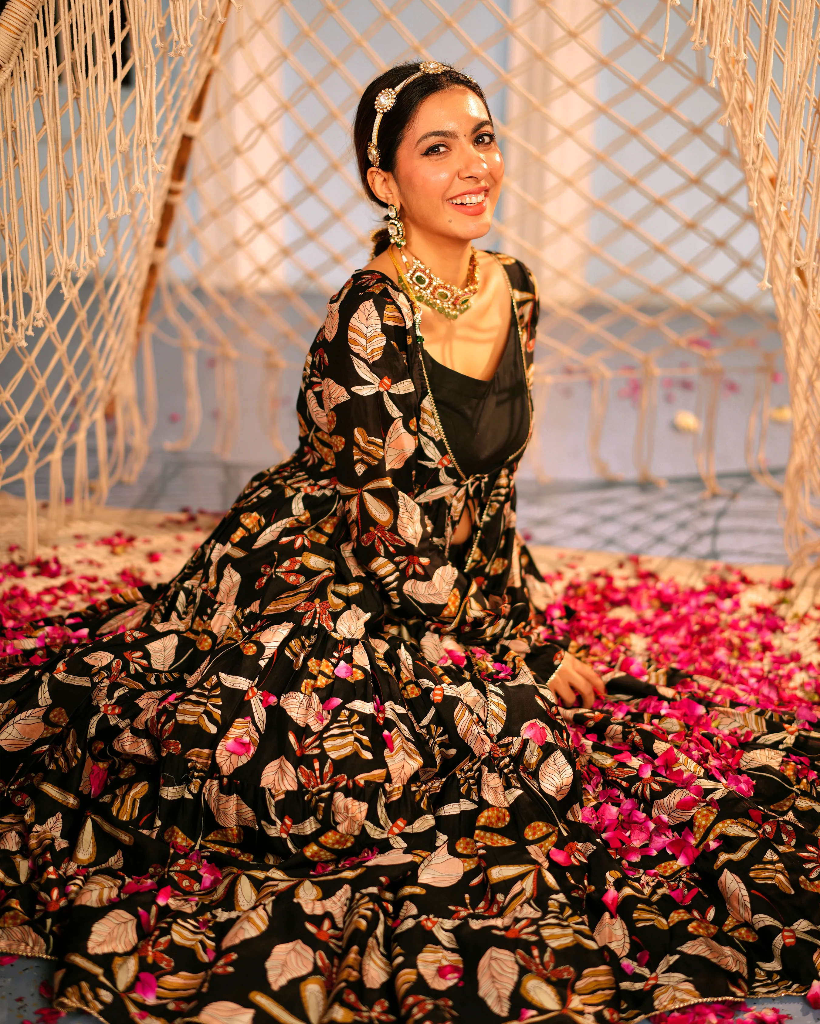 Jama Black Printed Chanderi Coord Set - Image 6