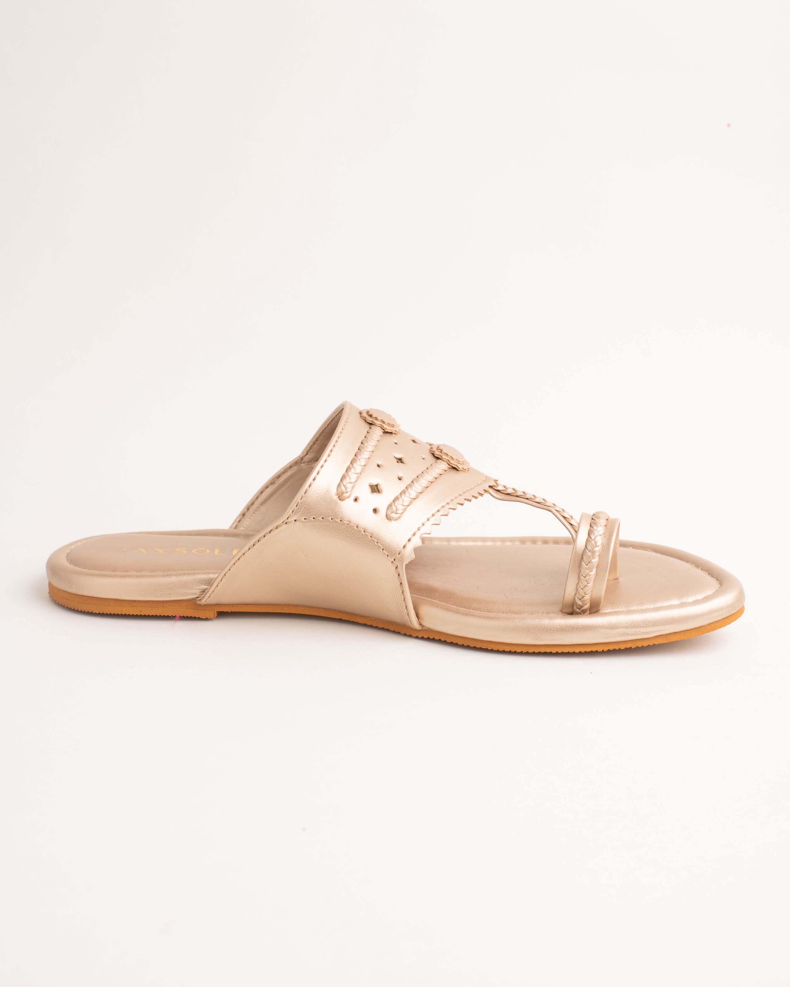 Jashn Rosegold Solid Kolha Flats - Image 6