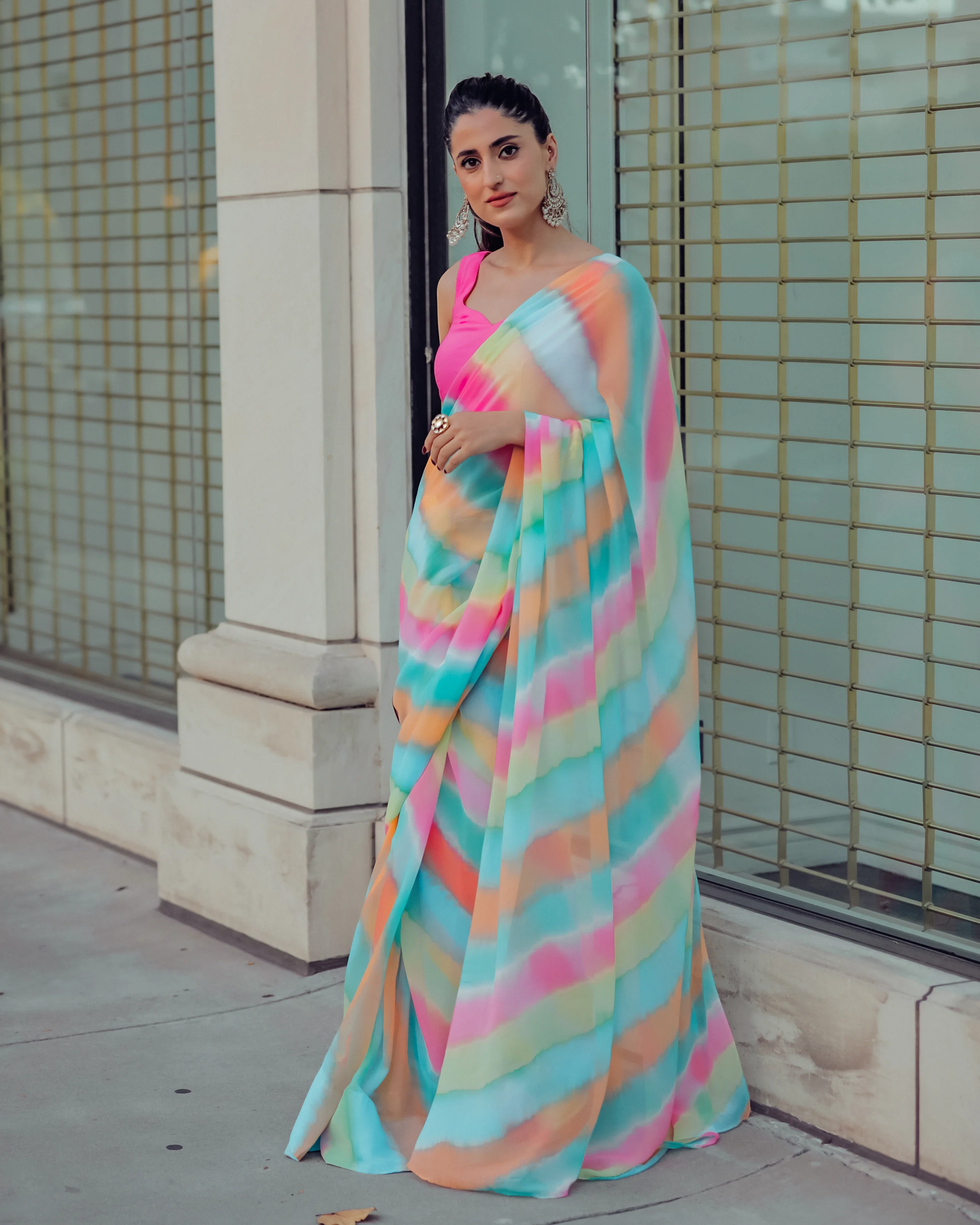 Jazzy Mix Leheriya Pure Chiffon Saree - Image 6