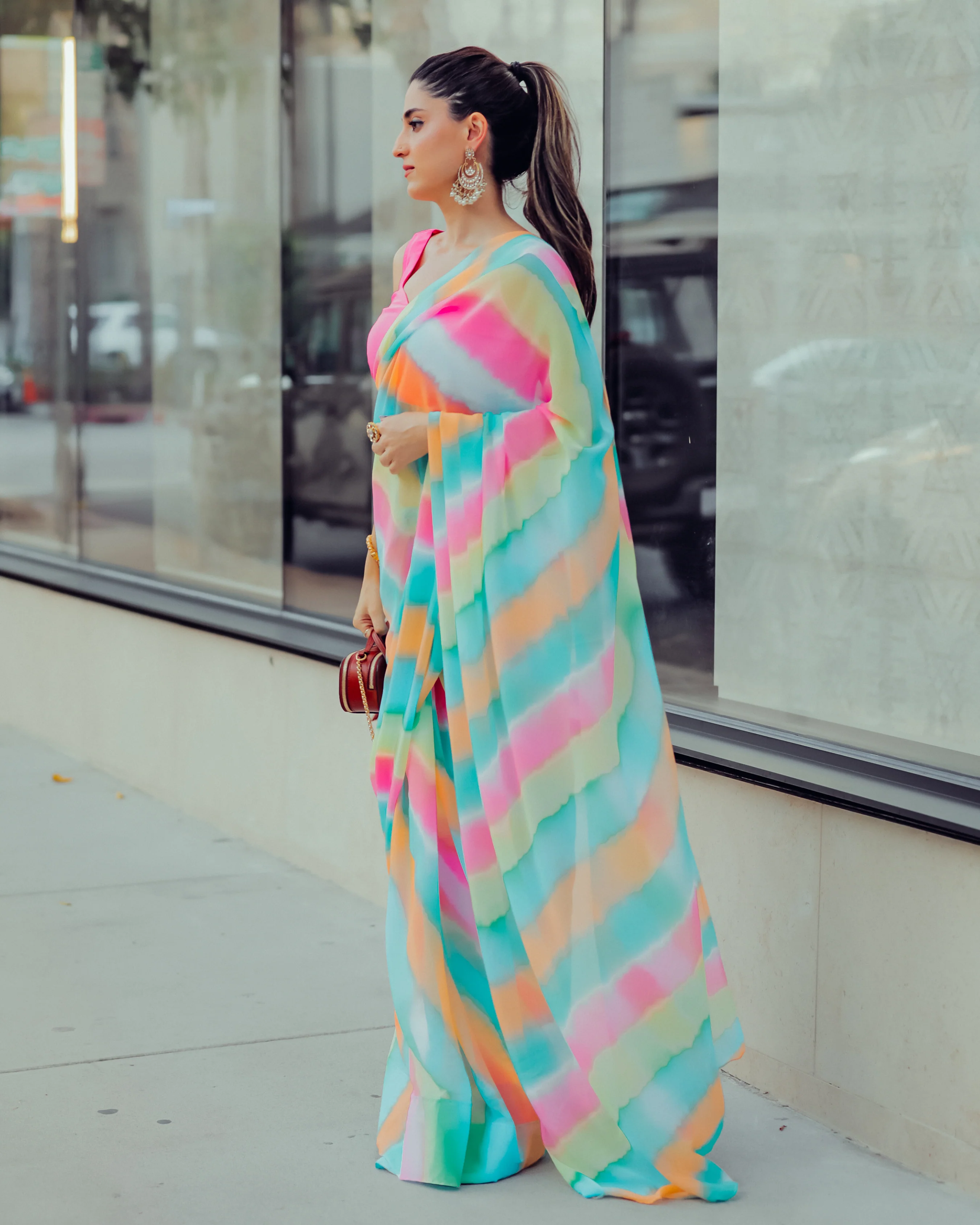 Jazzy Mix Leheriya Pure Chiffon Saree - Image 8
