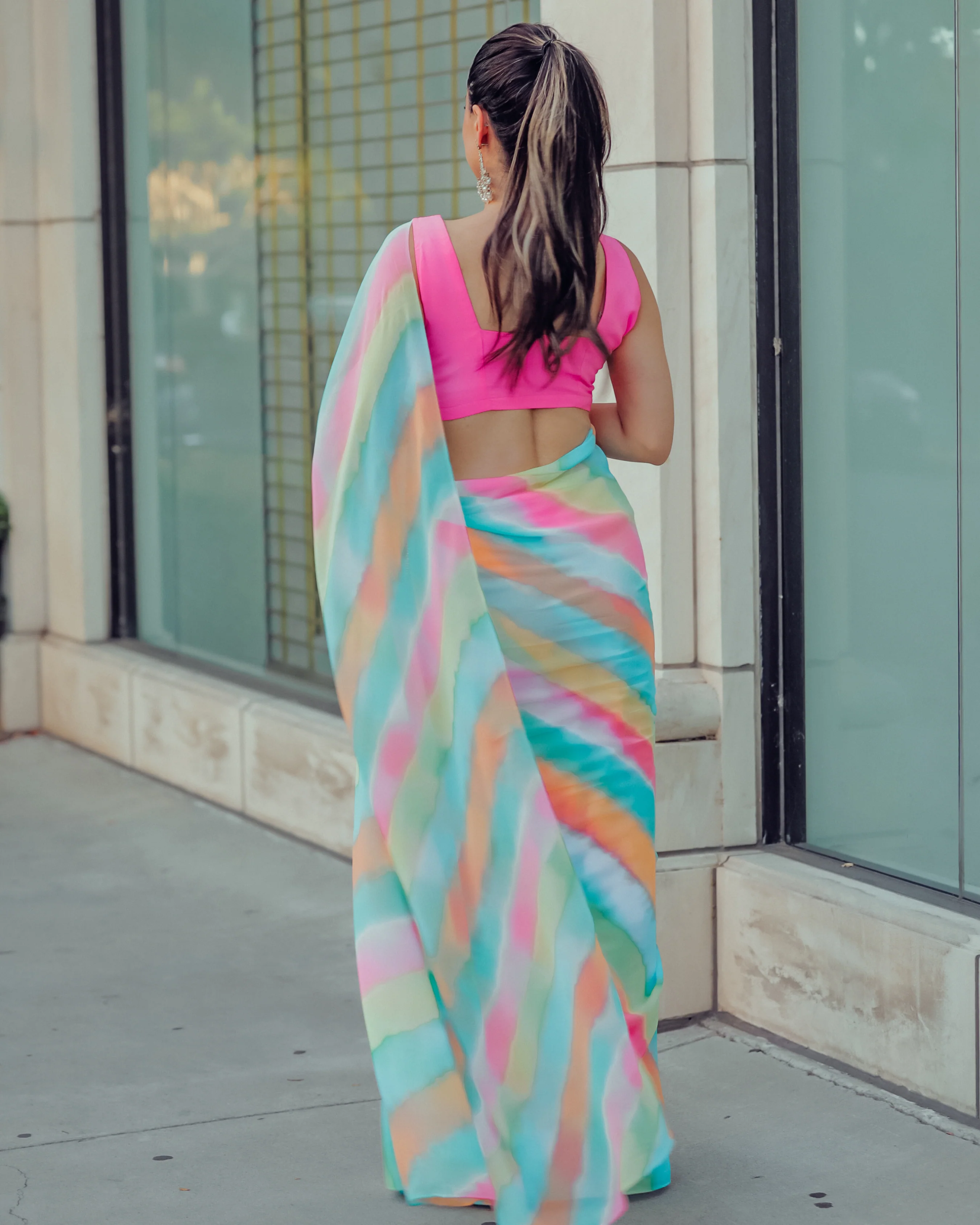 Jazzy Mix Leheriya Pure Chiffon Saree - Image 9