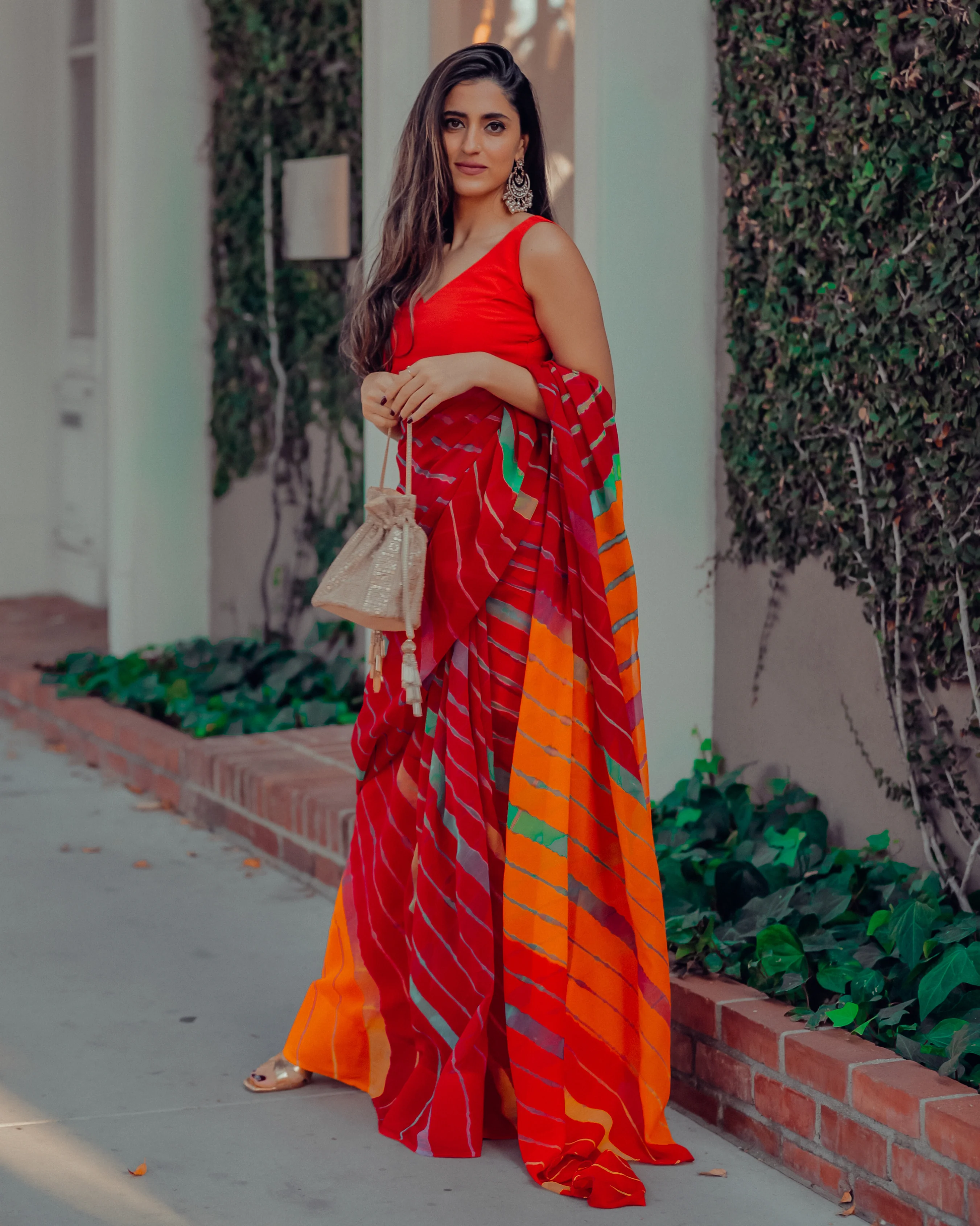 Jester Red Leheriya Pure Chiffon Saree - Image 12