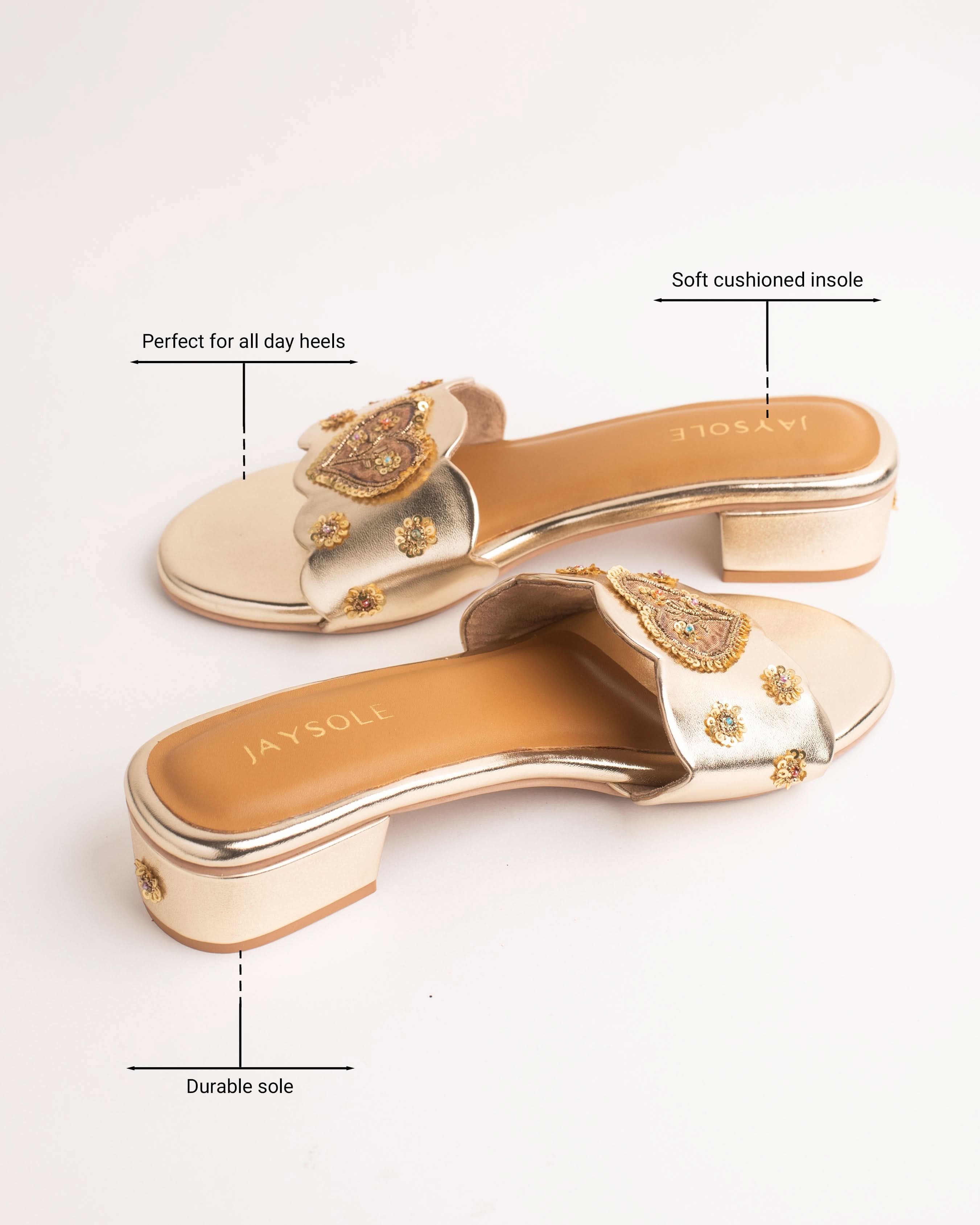 Jugnu Golden Handcrafted Heels - Image 2