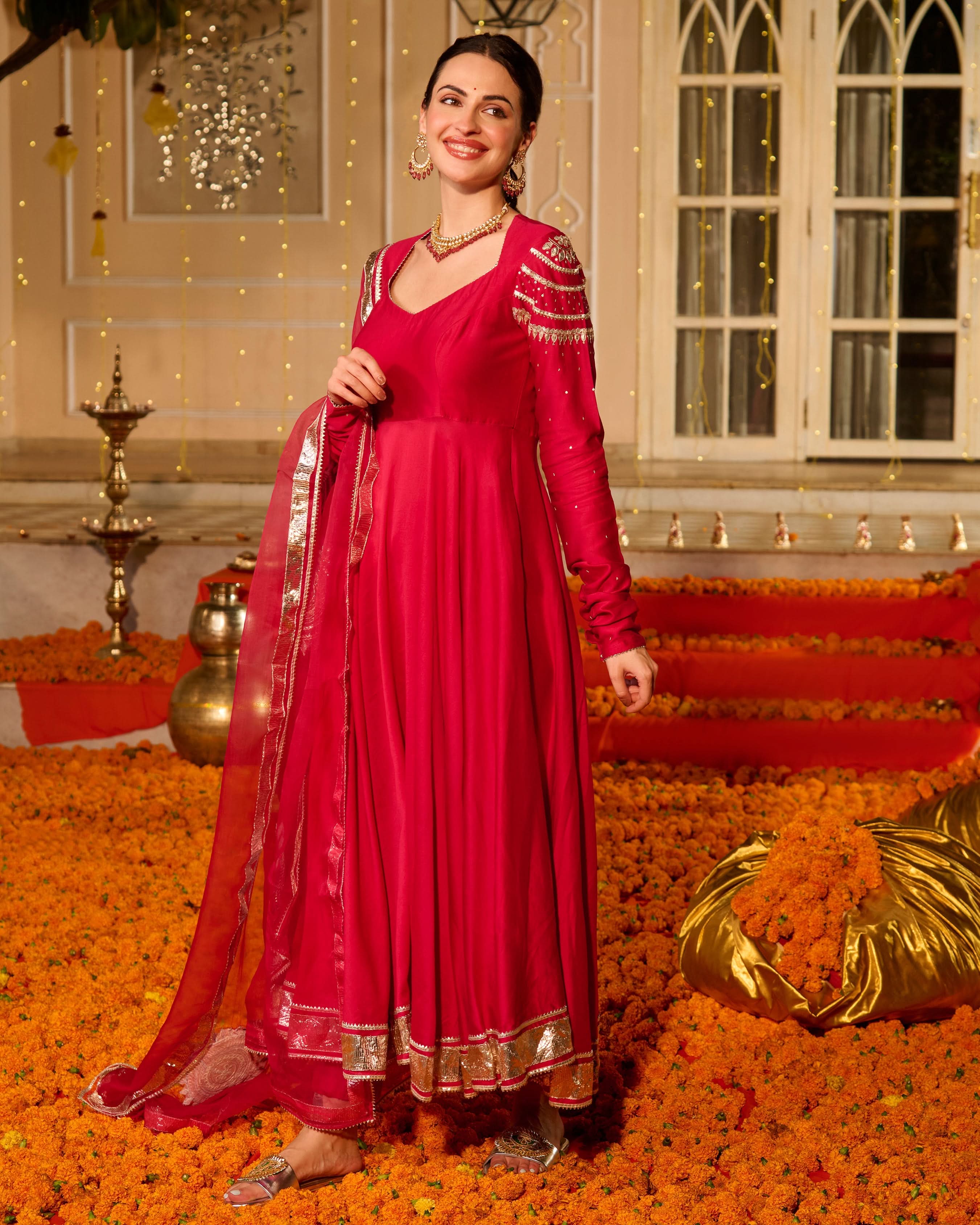 Jyoti Pink Solid Chanderi Suit Set - Image 5