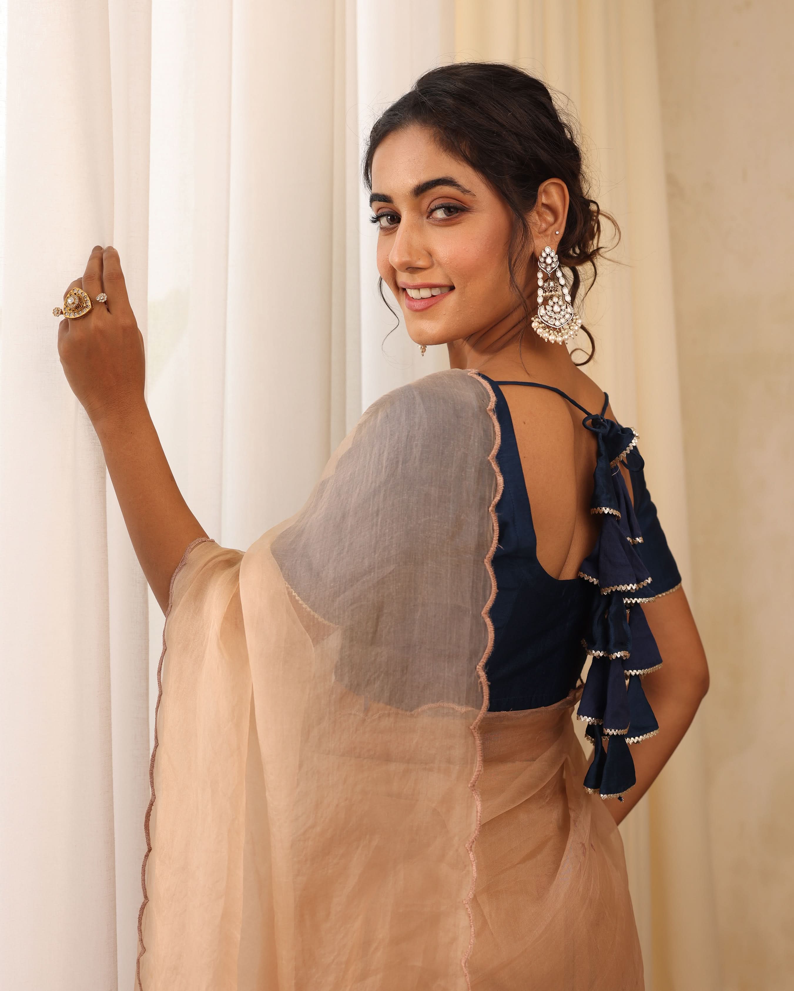 Jyotsna Blue Chanderi Blouse - Image 4