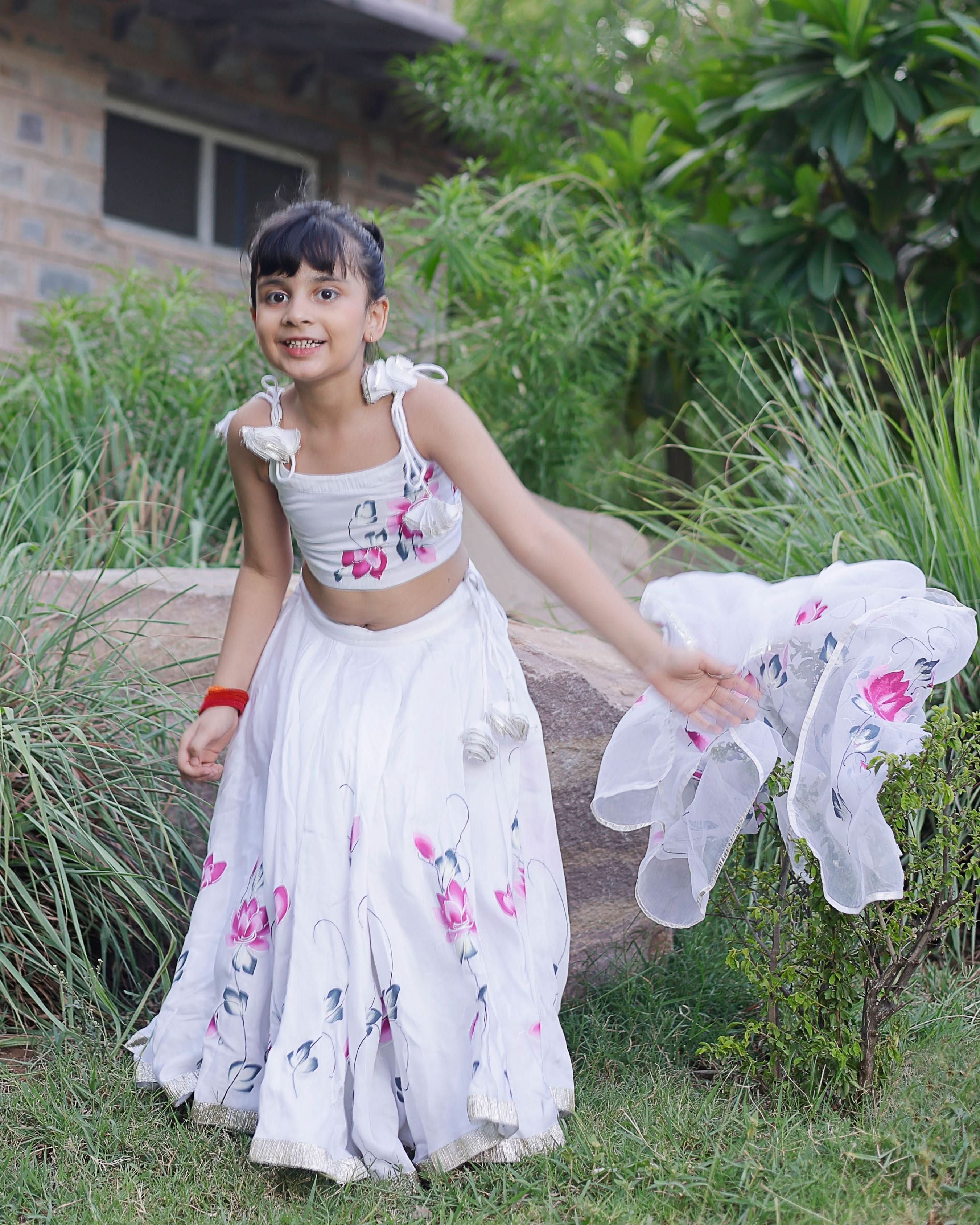 Kailini Satin Handpainted Lehenga Set - Image 3