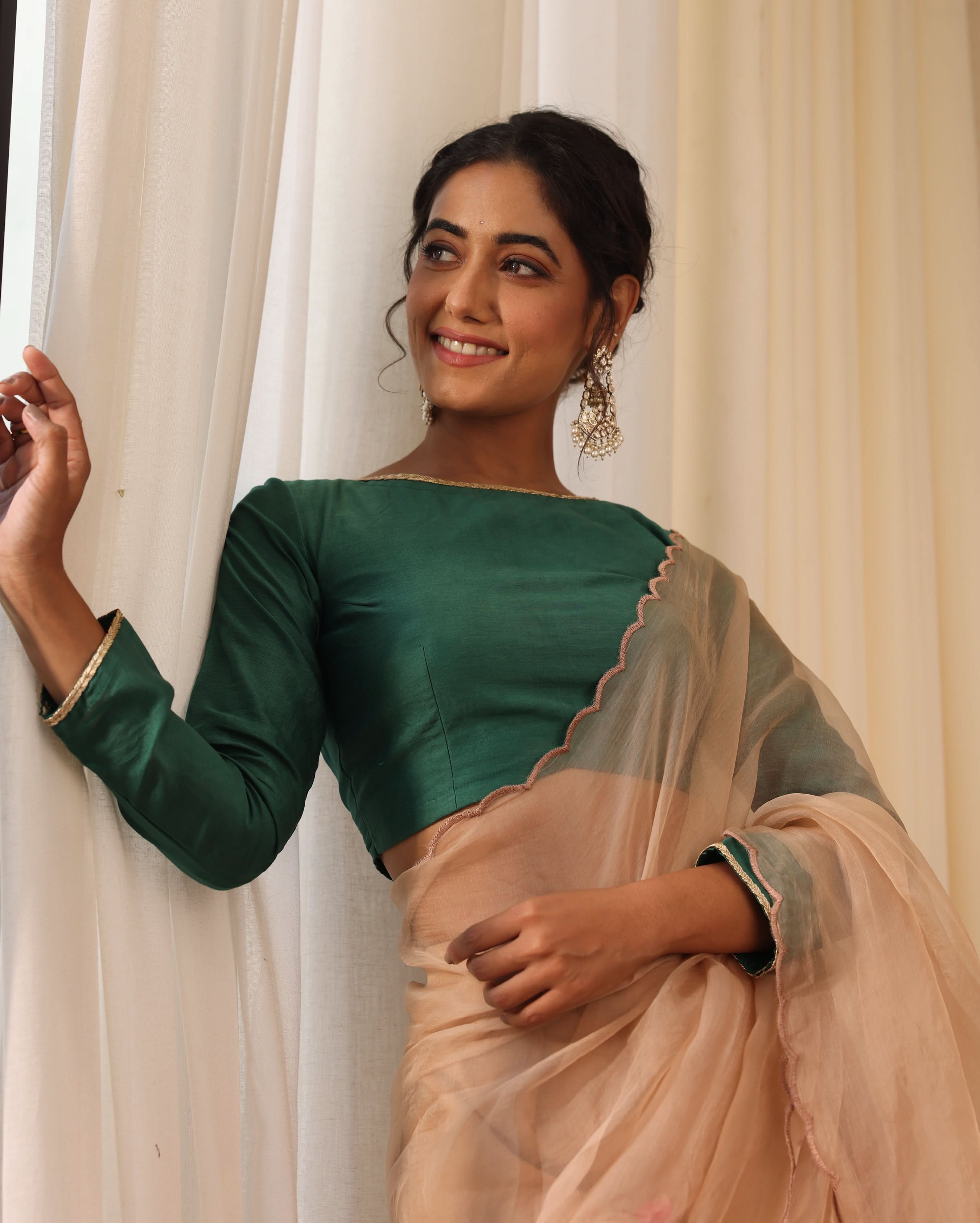 Kavya Green Chanderi Blouse - Image 4