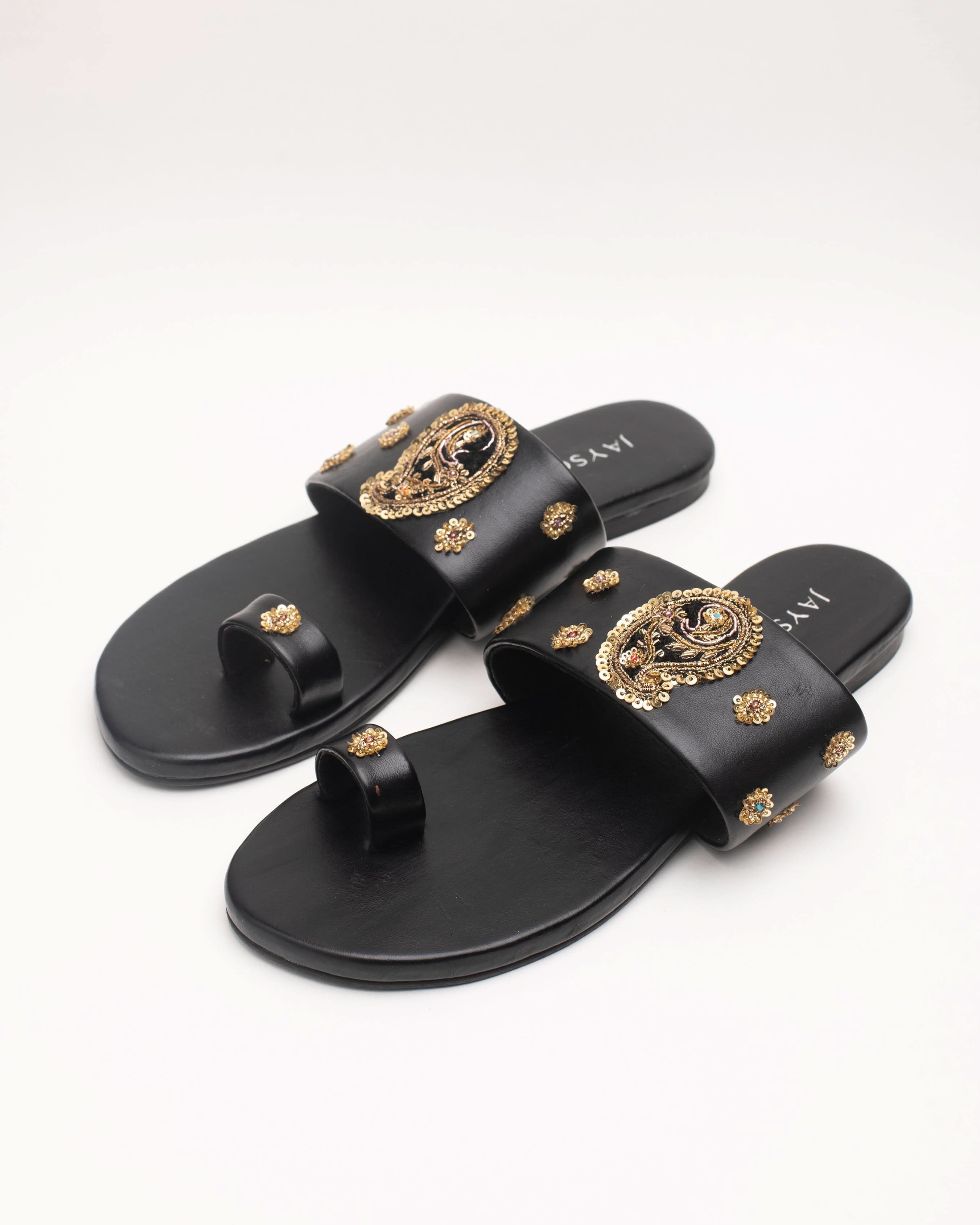 Koyal Black Handcrafted Flats - Image 3