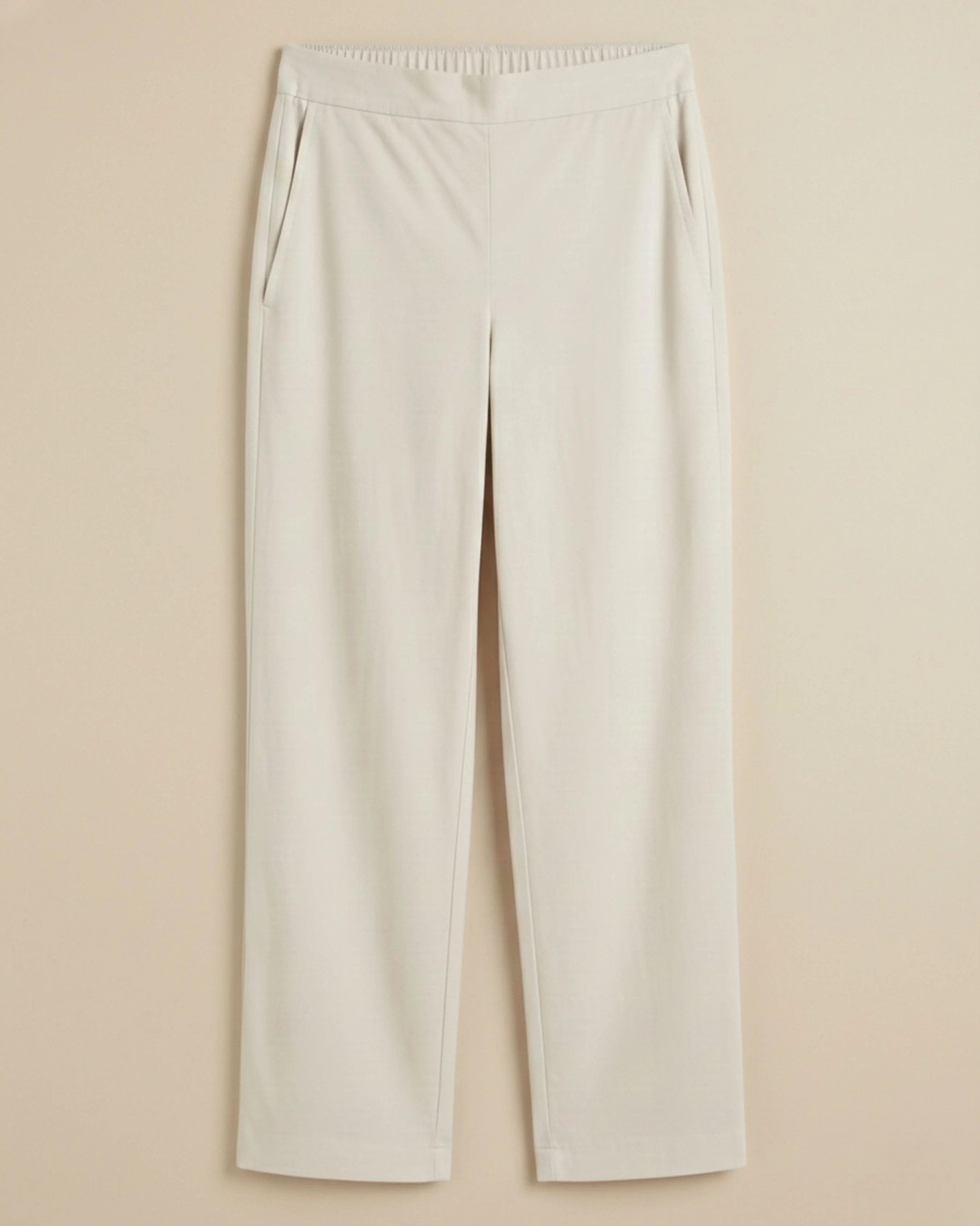 Kriya Off White Cotton Solid Straight Pants - Image 3