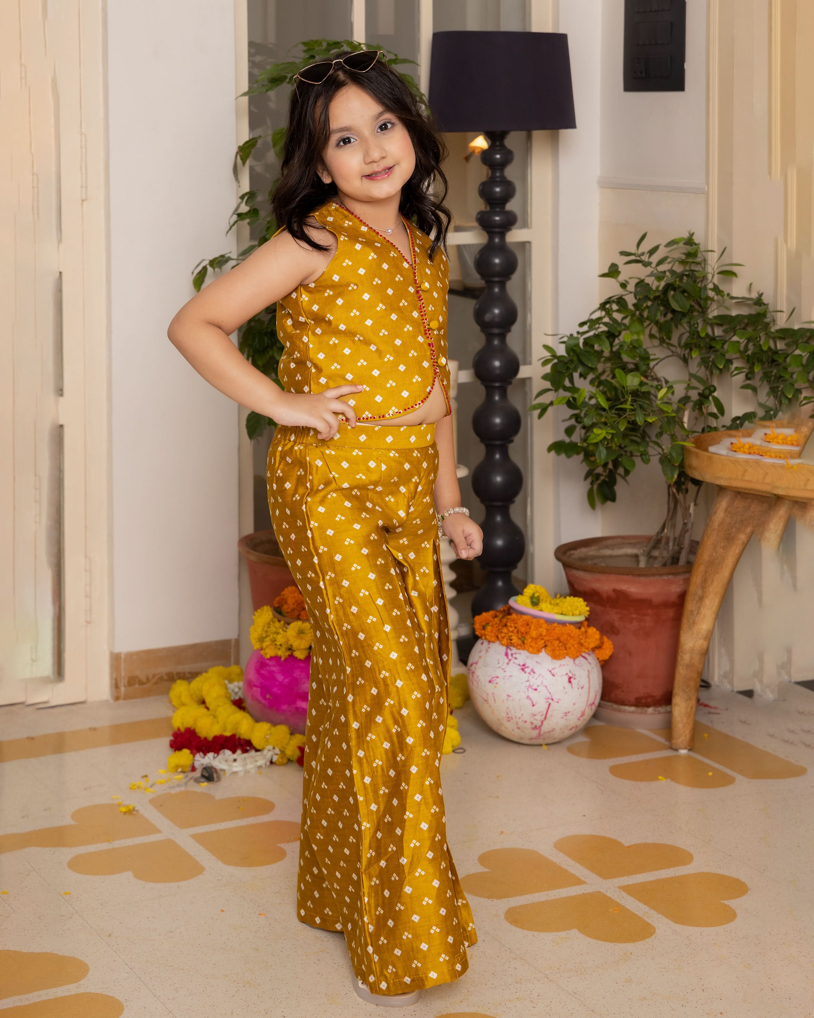 Kumud Mustard Bandhani Chanderi Coord Set - Image 2