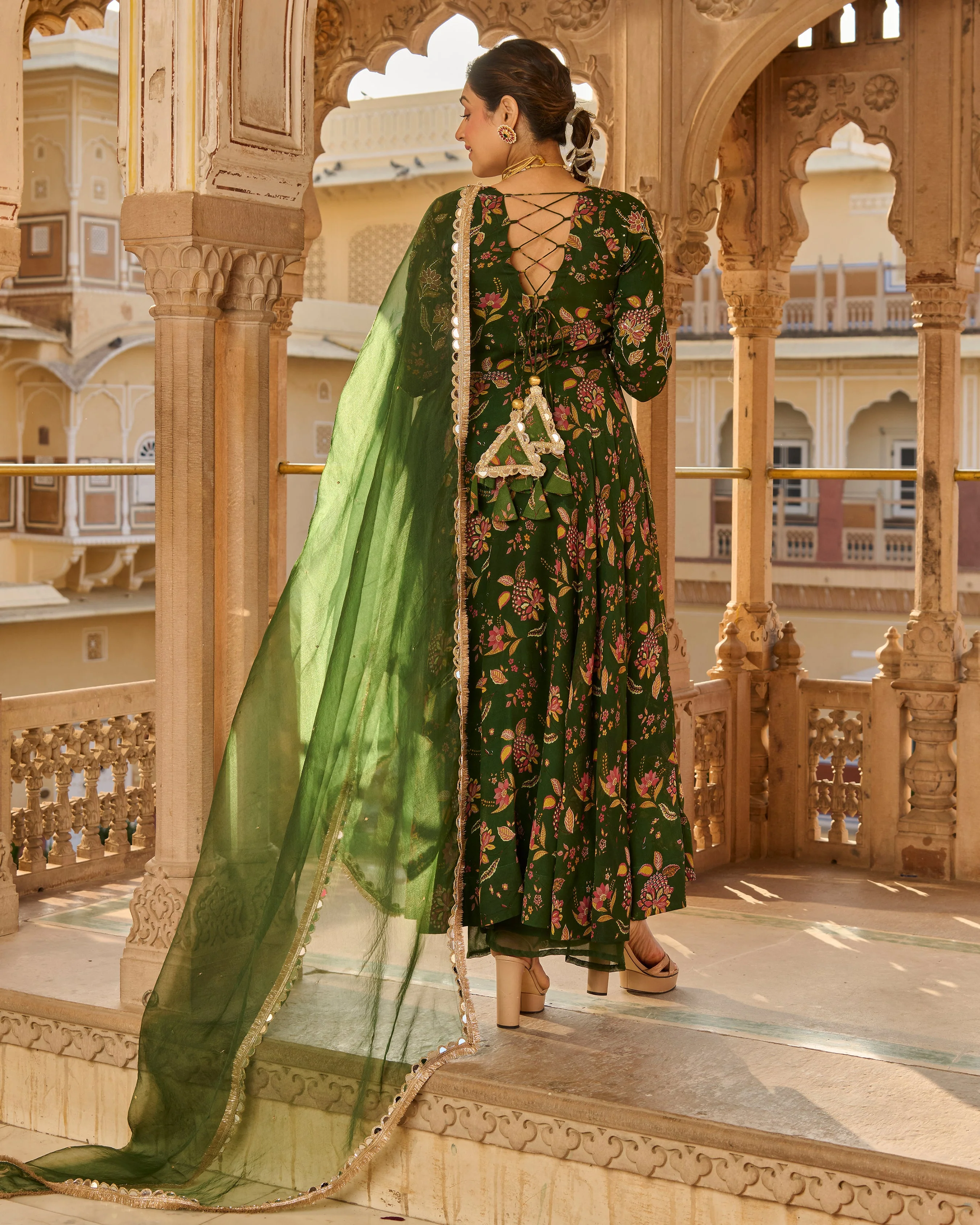 Lala Green Printed Georgette Suit Set - Image 6