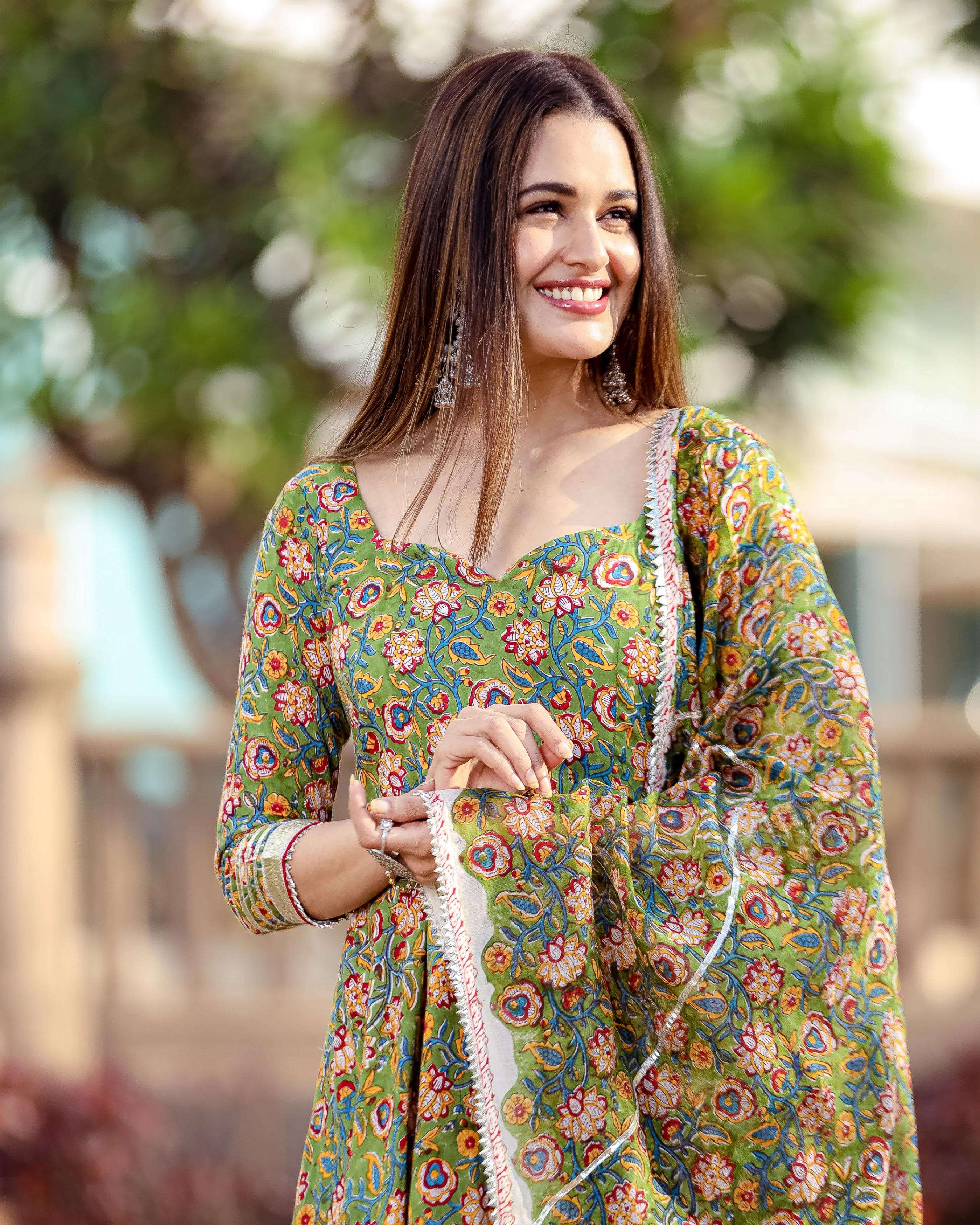 Leafy Green Handblock Suit Set - Image 2
